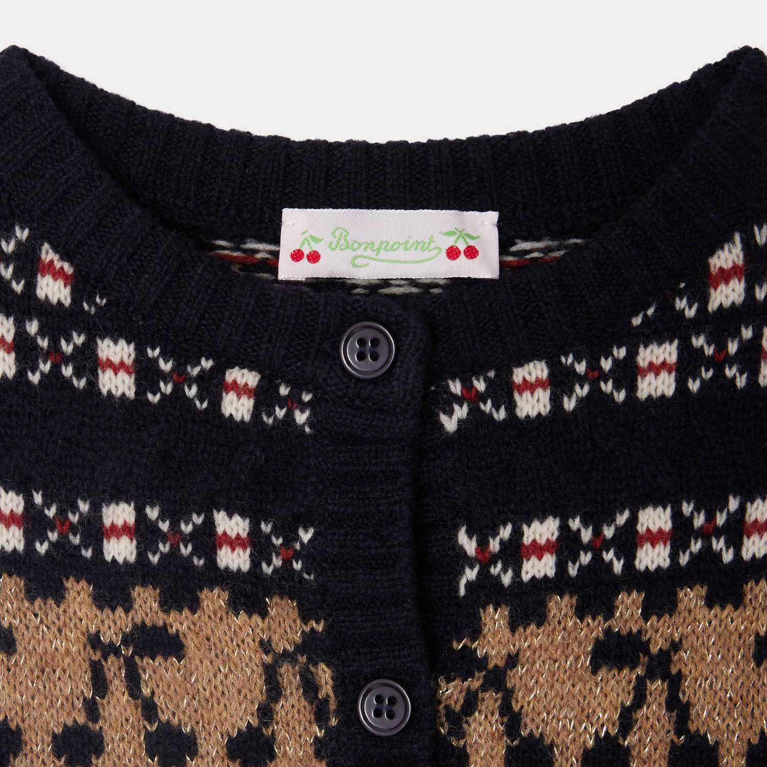 Girls Navy Jacquard Wool Gilet