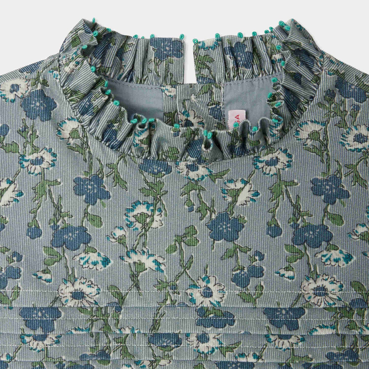 Girls Green Flower Corduroy Dress