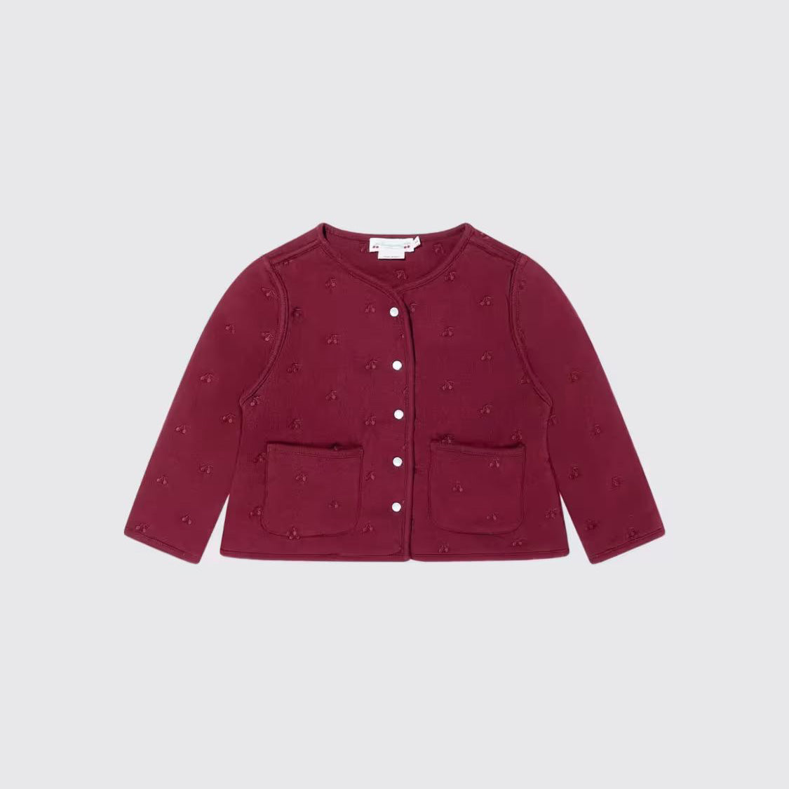 Girls  Dark Red Embroidered Logo Cotton Jacket
