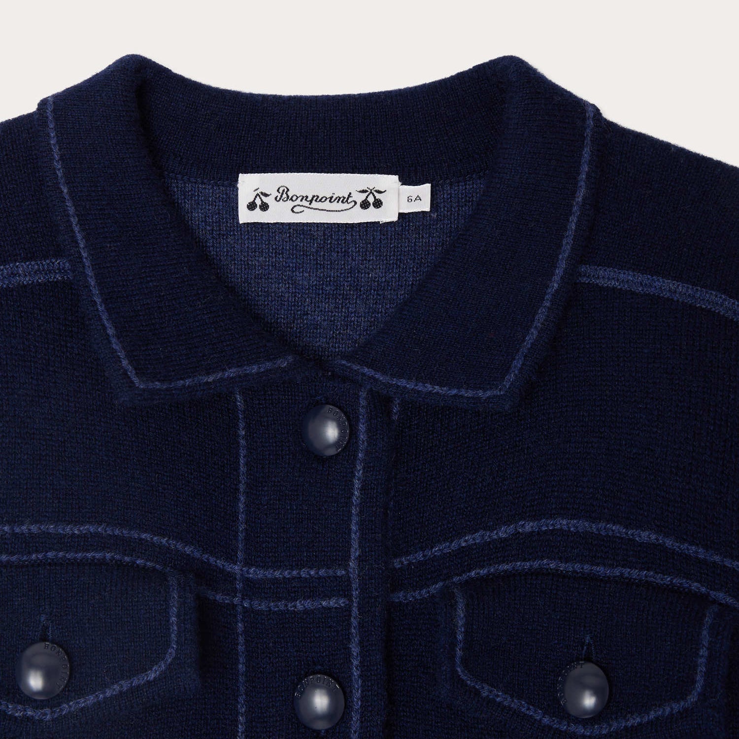 Girls Navy Wool Knit Coat