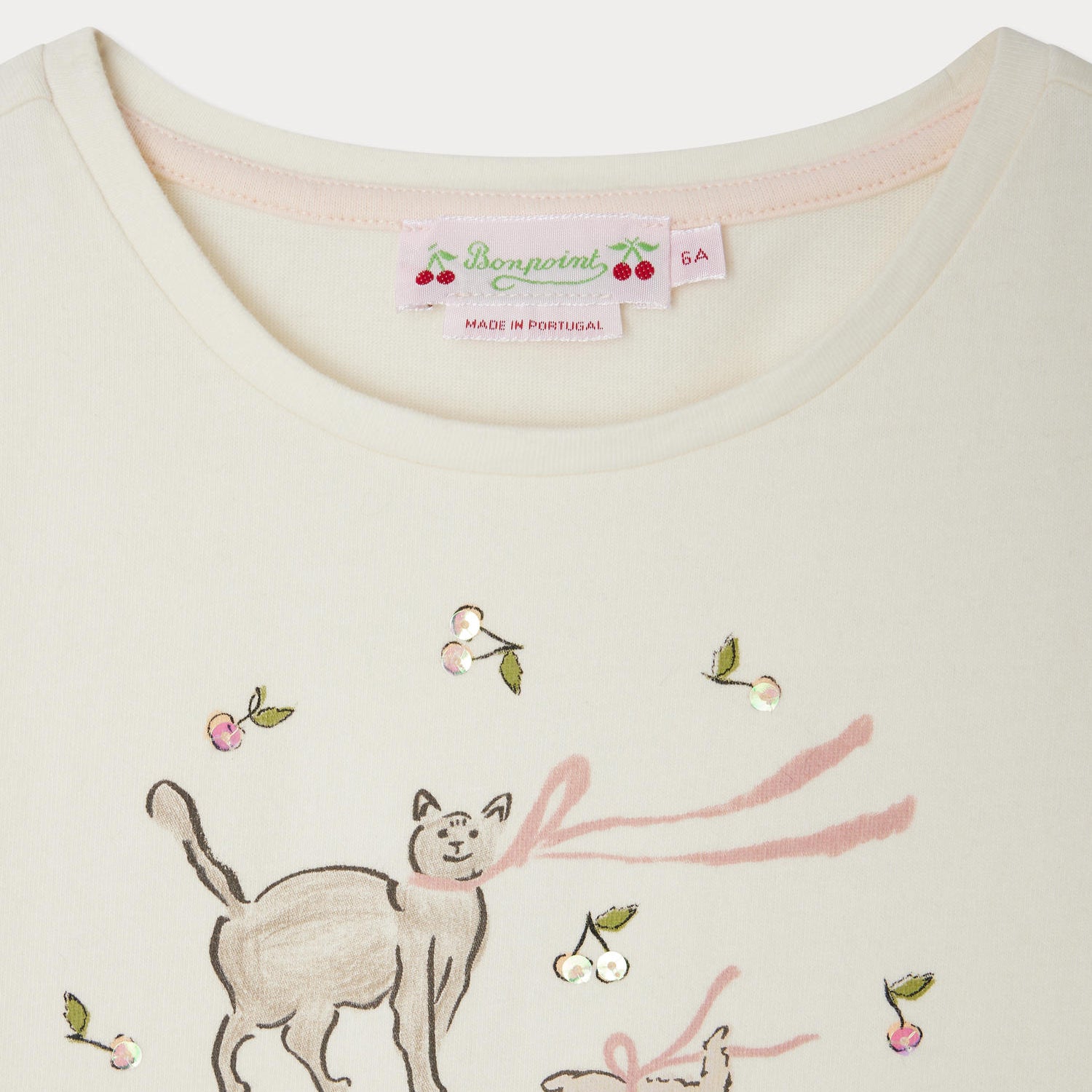 Girls White Printed Cotton T-Shirt