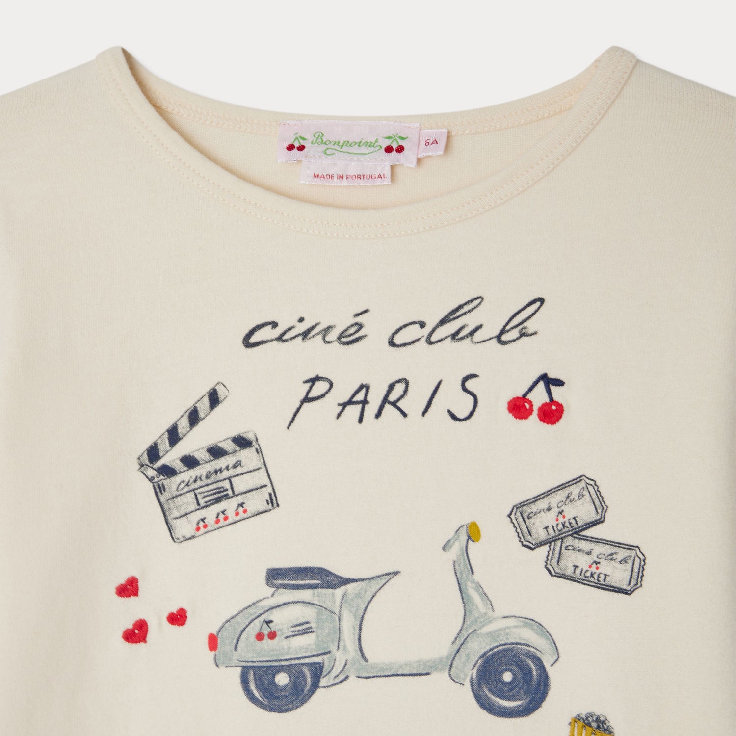 Girls Ivory Printed Cotton T-Shirt