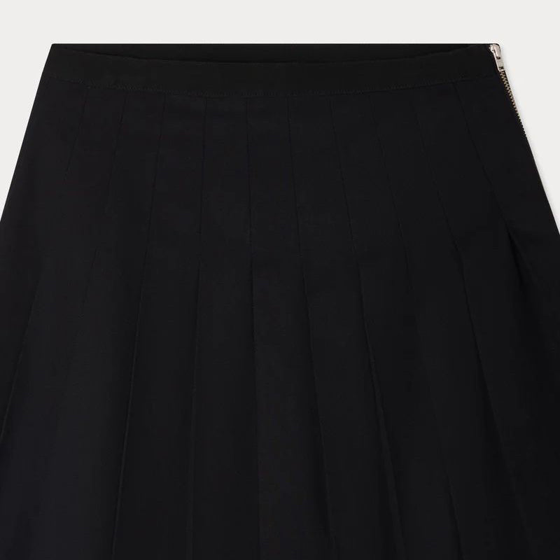 Women Black Pleated Cotton Skirt