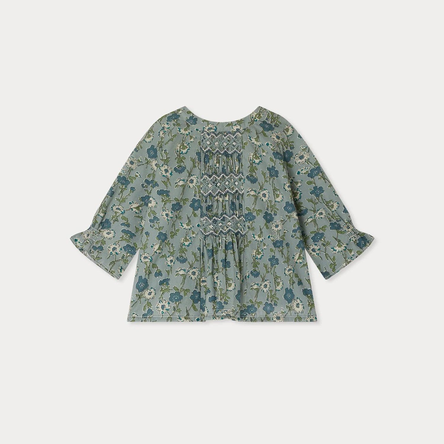 Baby Girls Green Flower Cotton Shirt