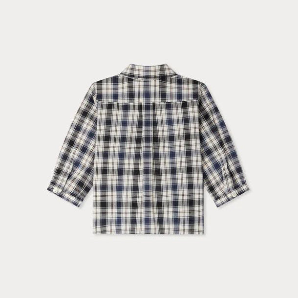 Baby Boys Navy Check Cotton Shirt
