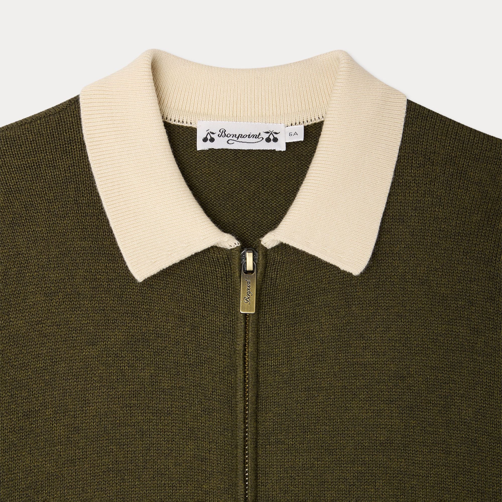 Boys Khaki Cotton Knit Cardigan