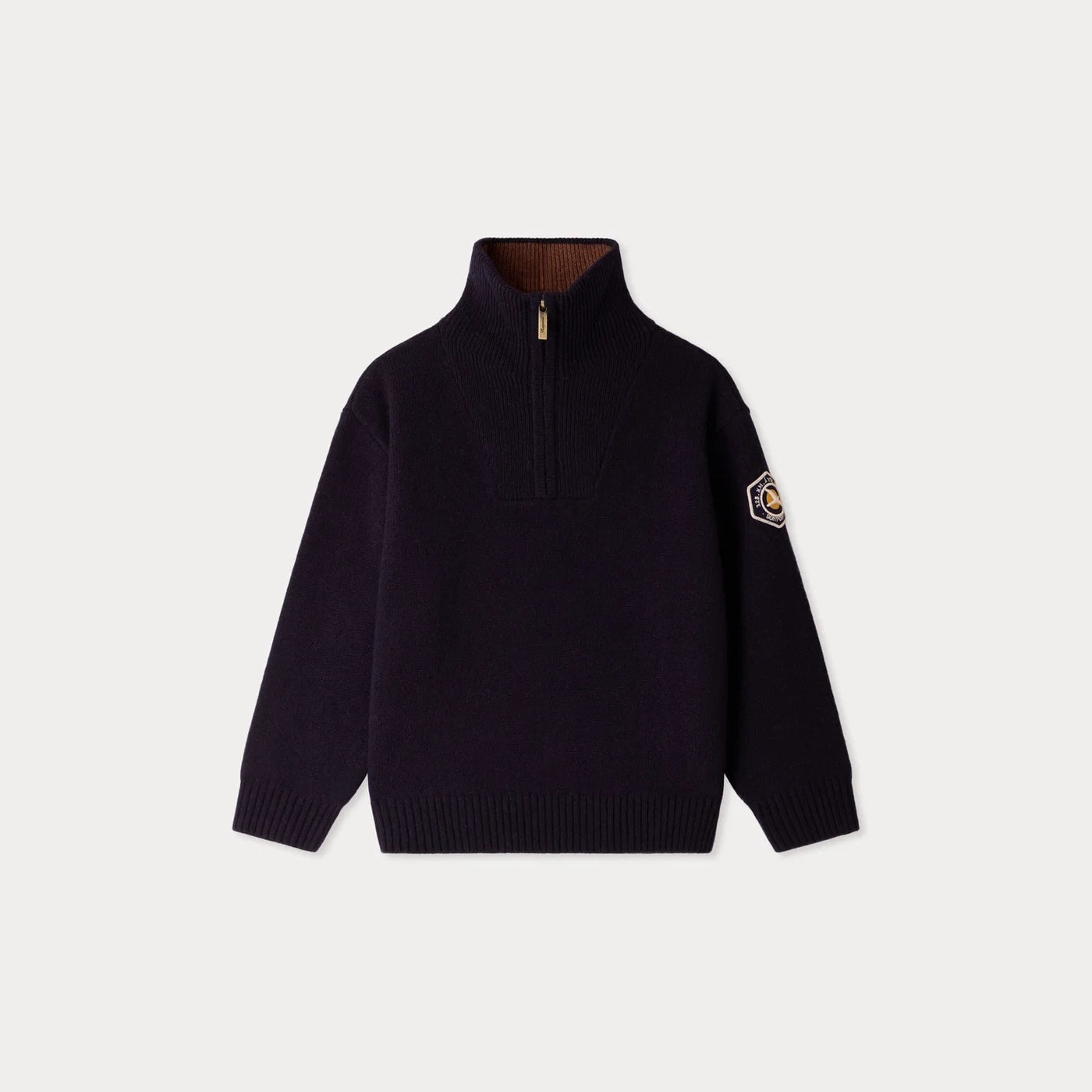 Boys Dark Blue Zip-Up Wool Cardigan