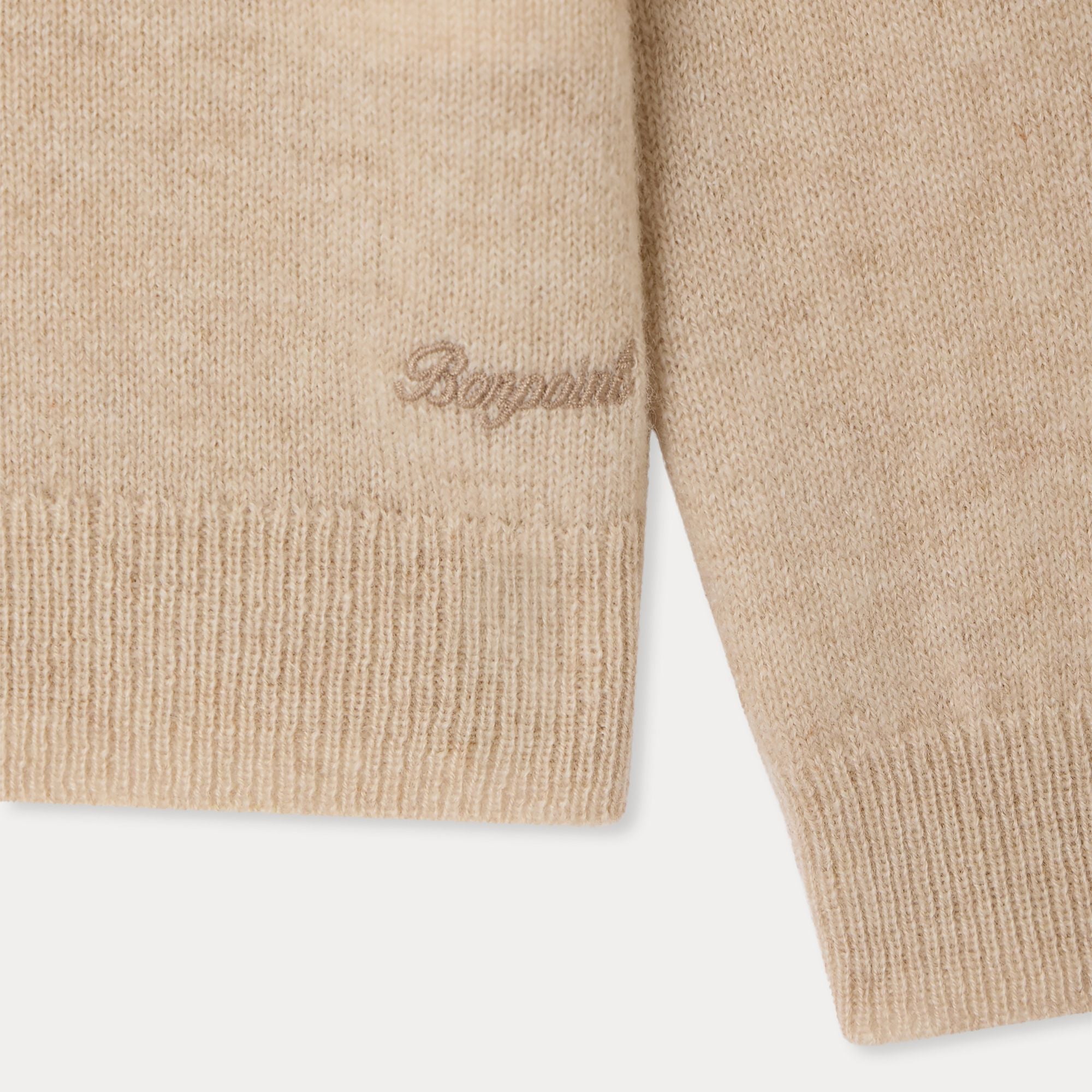 Boys Beige Bear Jacquard Cashmere Sweater
