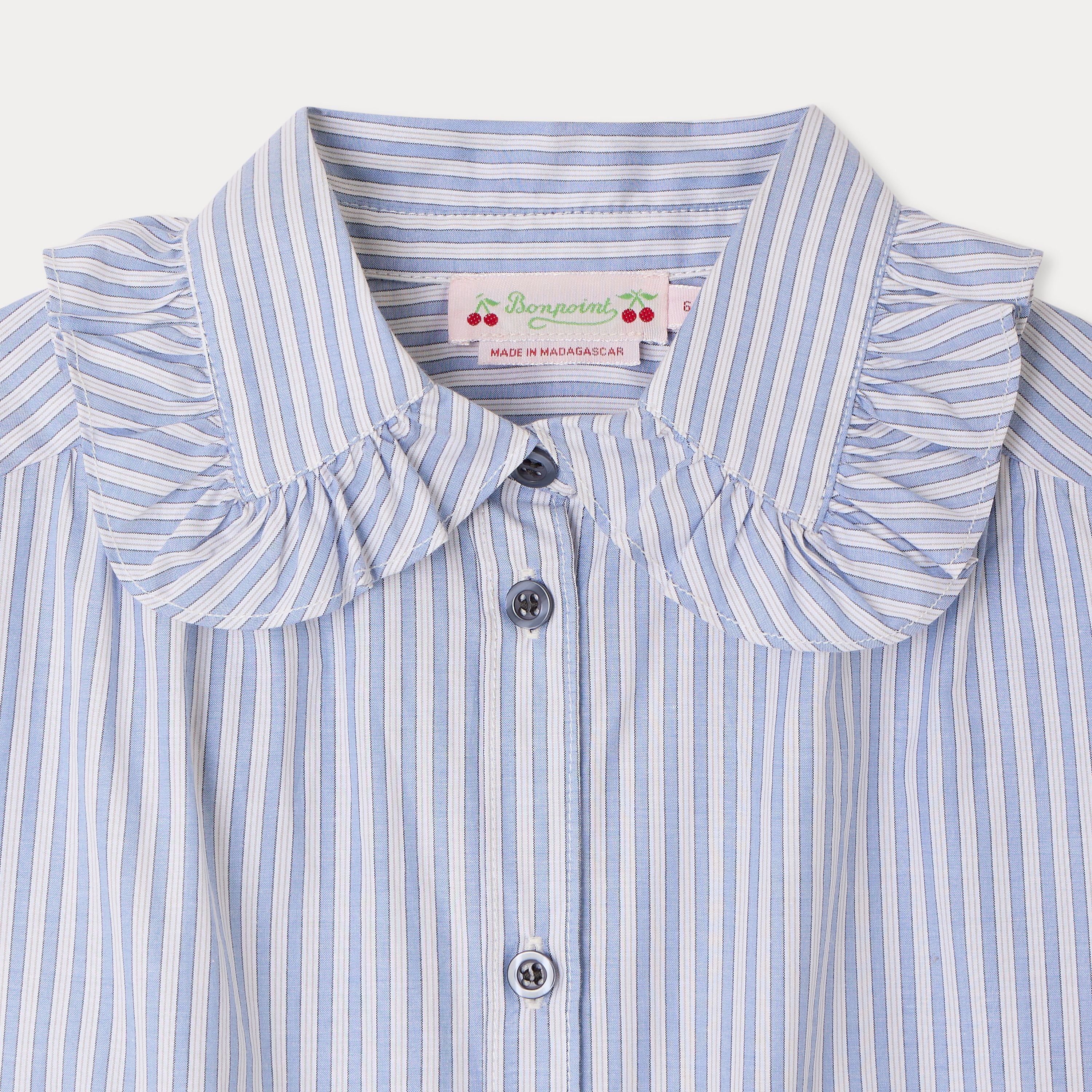 Girls Blue Stripes Cotton Shirt