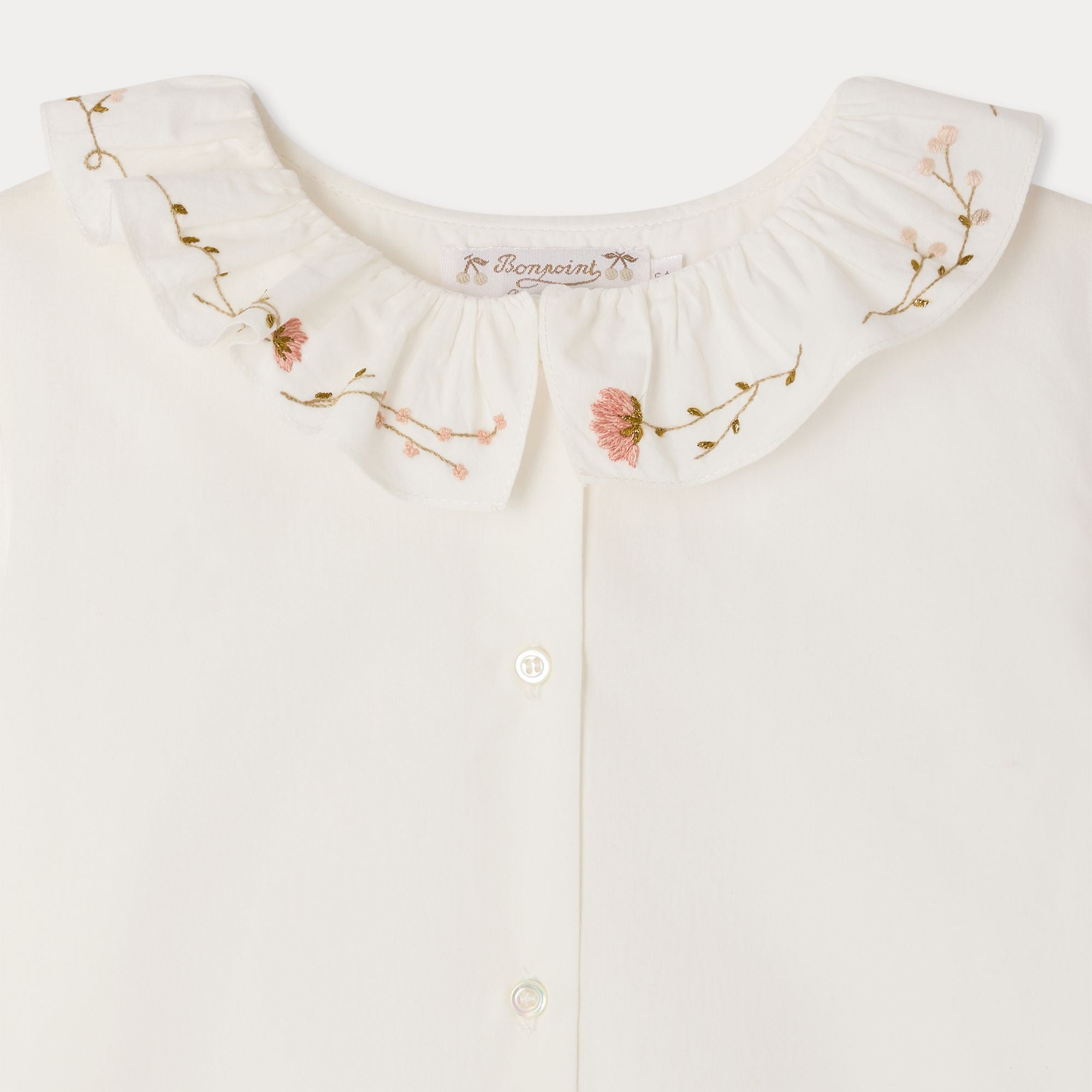 Girls White Embroidered Cotton Shirt