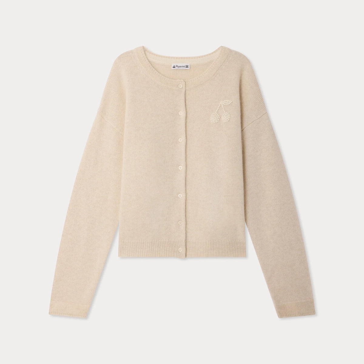 Women Beige Cashmere Cardigan