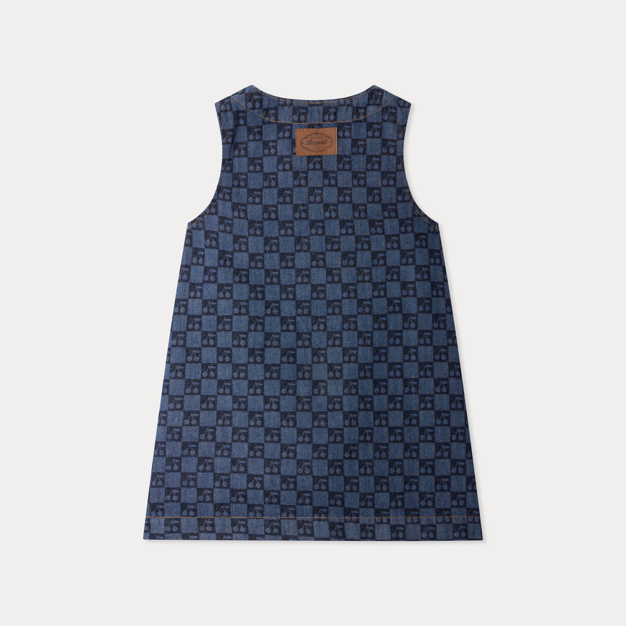 Robe en jean à carreaux bleu foncé pour filles