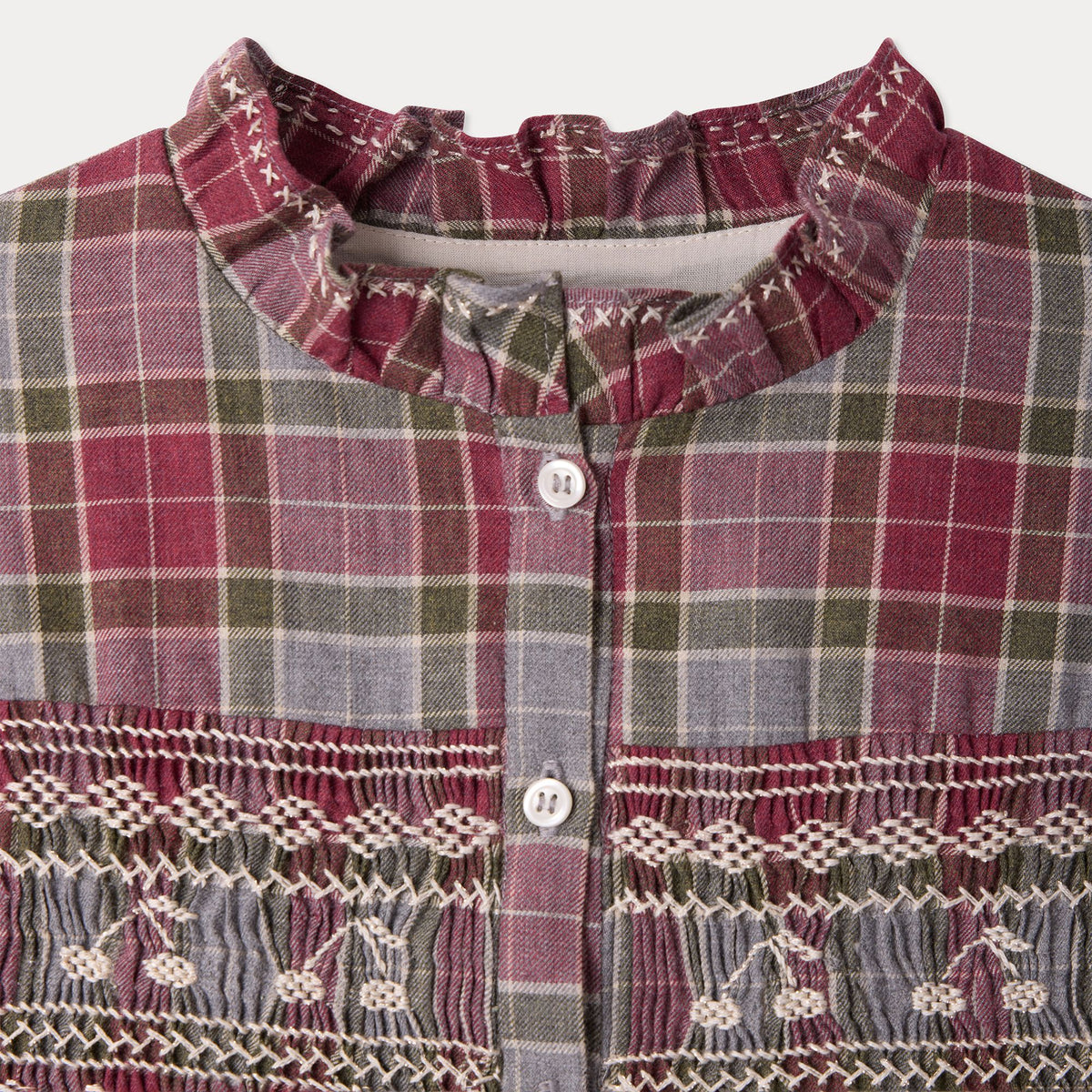 Girls Multicolor Check Cotton Dress