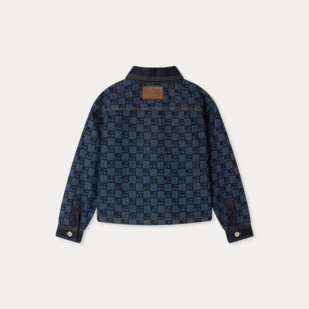 Girls Dark Blue Check Denim Jacket