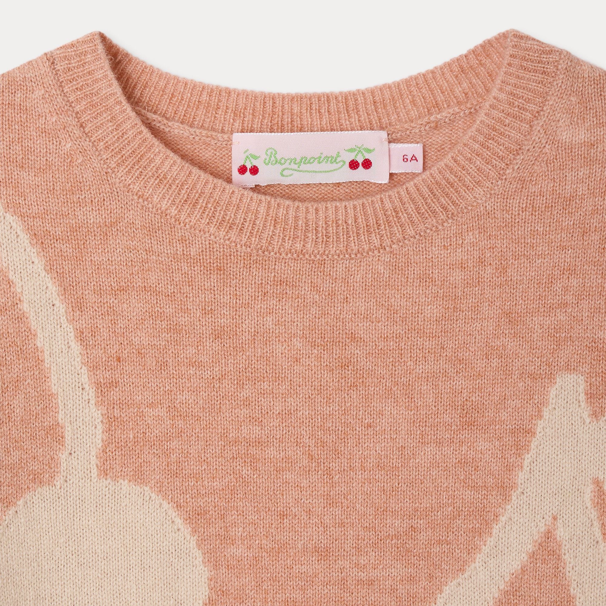 Girls Pink Cherry Jacquard Cashmere Sweater