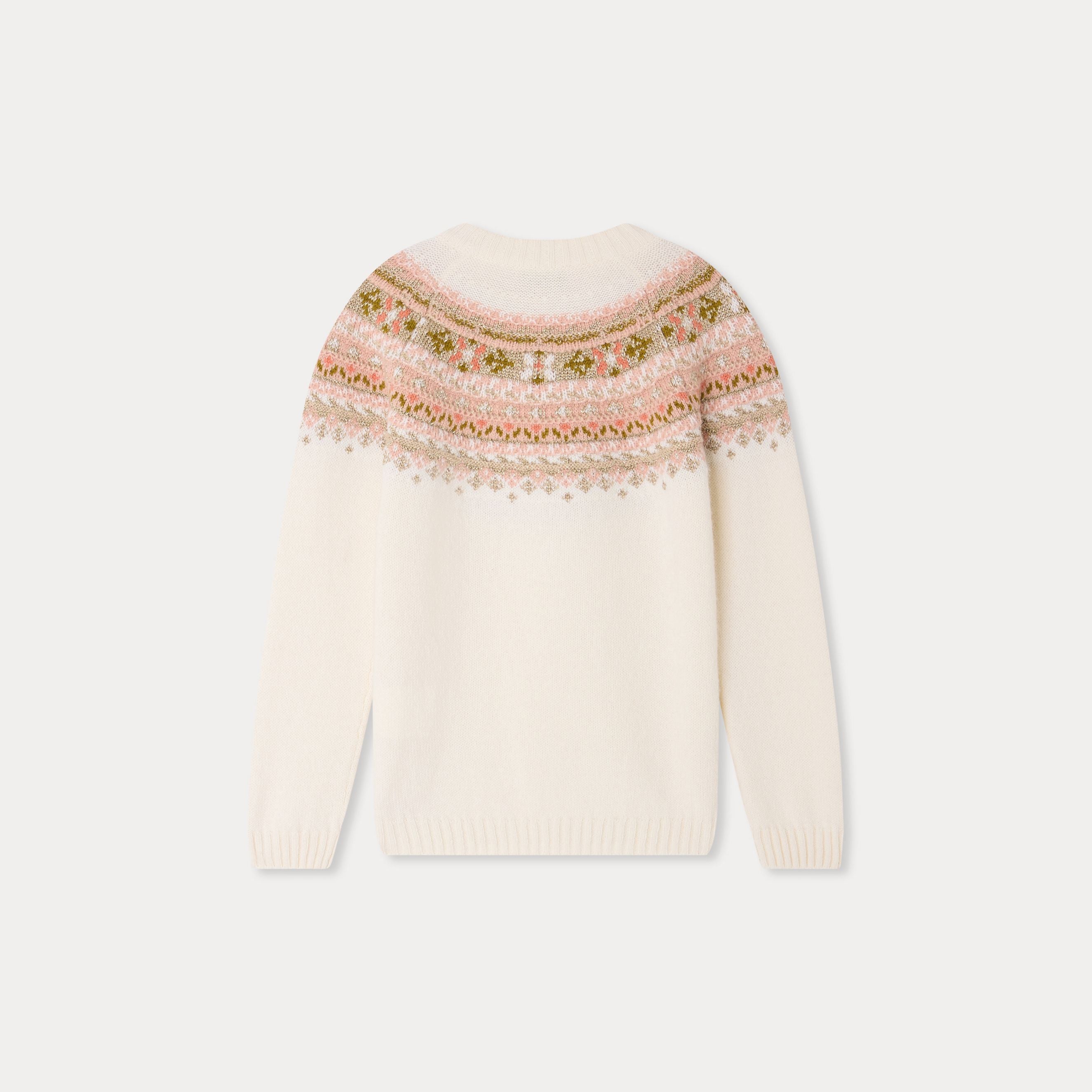 Pull en jacquard de laine blanc pour fille