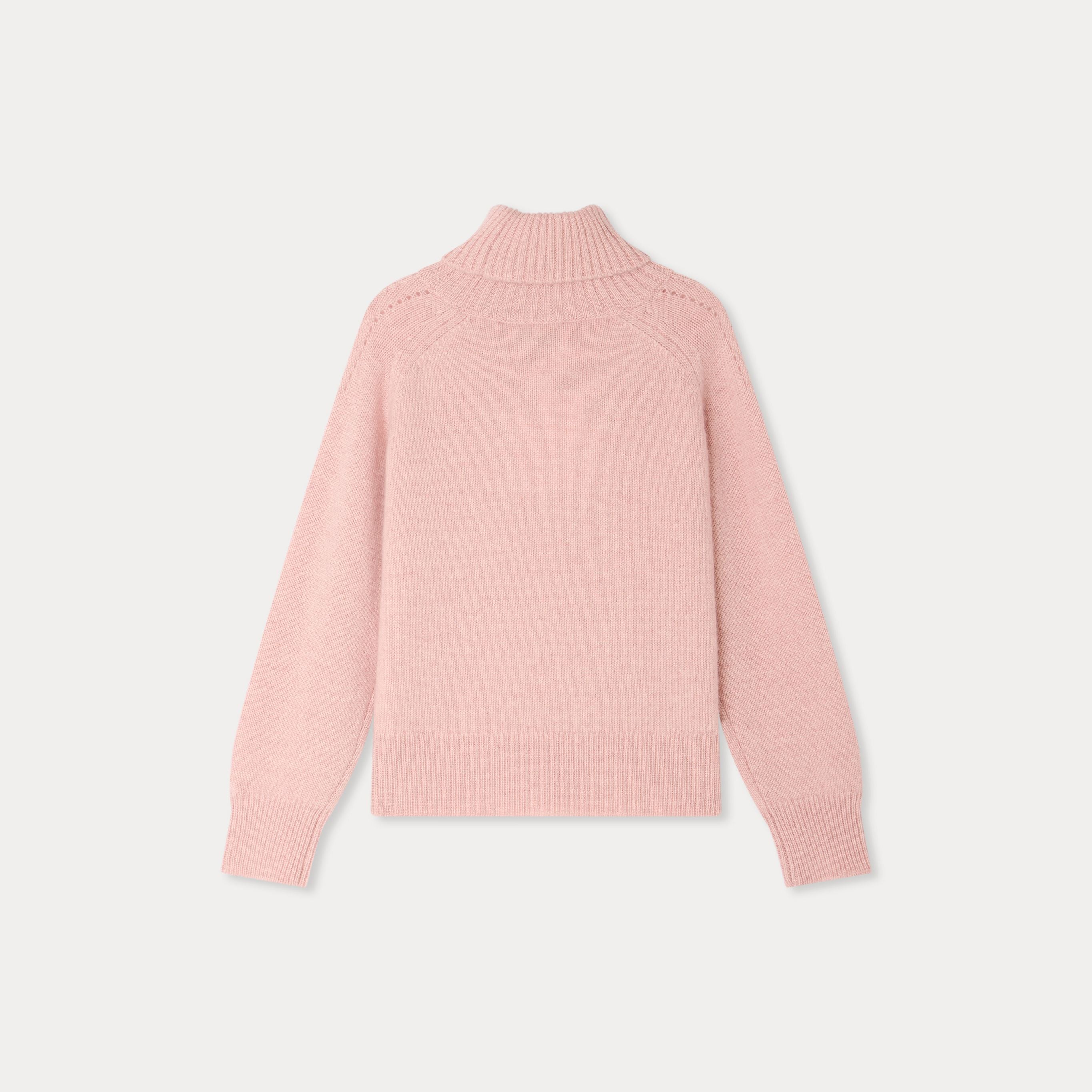 Girls Pink Wool Turtleneck Sweater