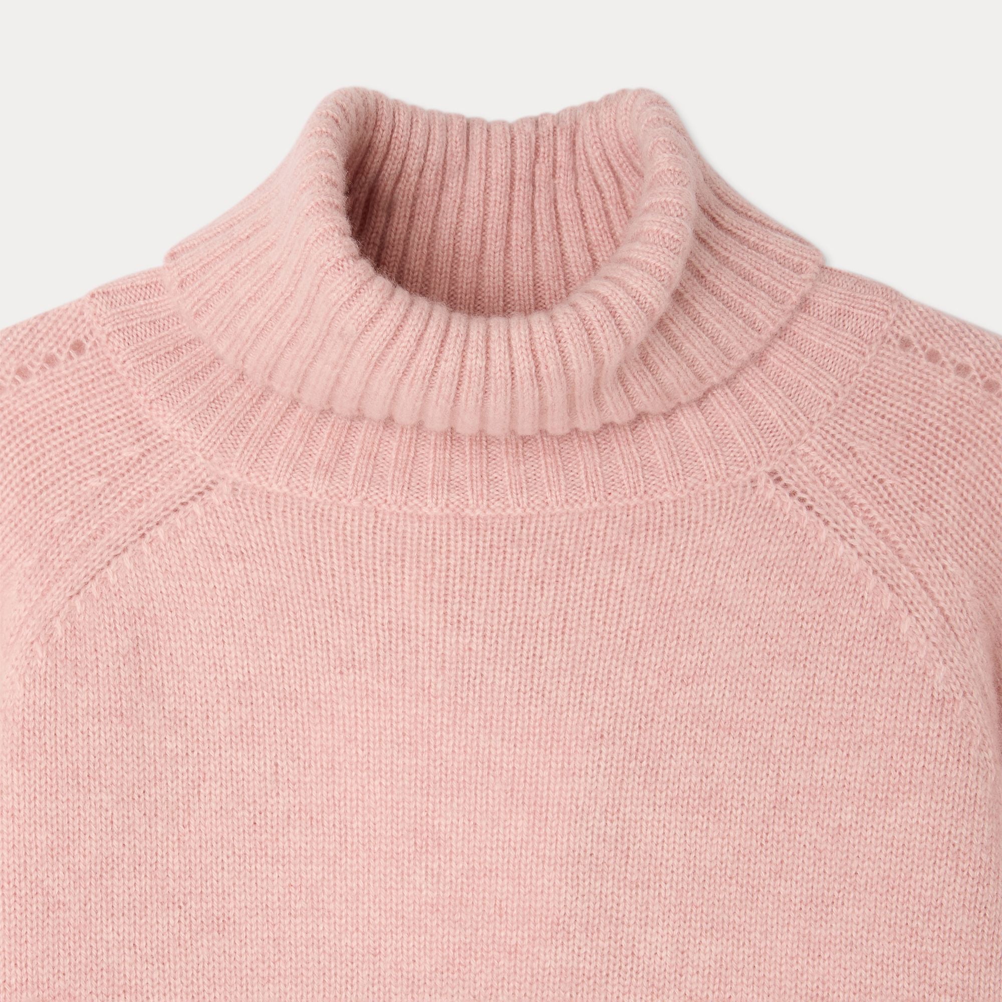 Girls Pink Wool Turtleneck Sweater