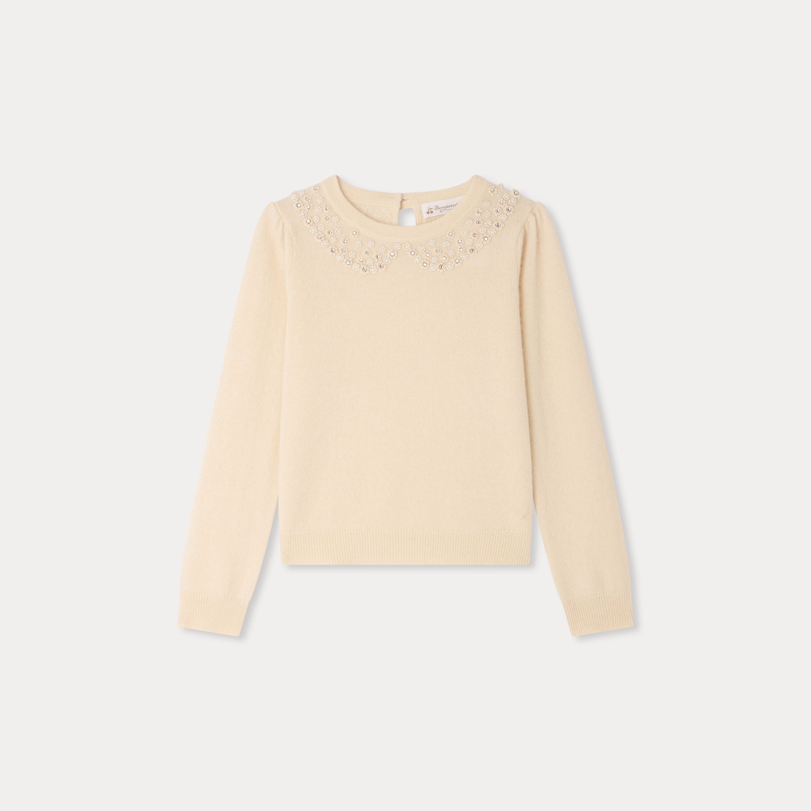 Pull blanc en cachemire pour fille