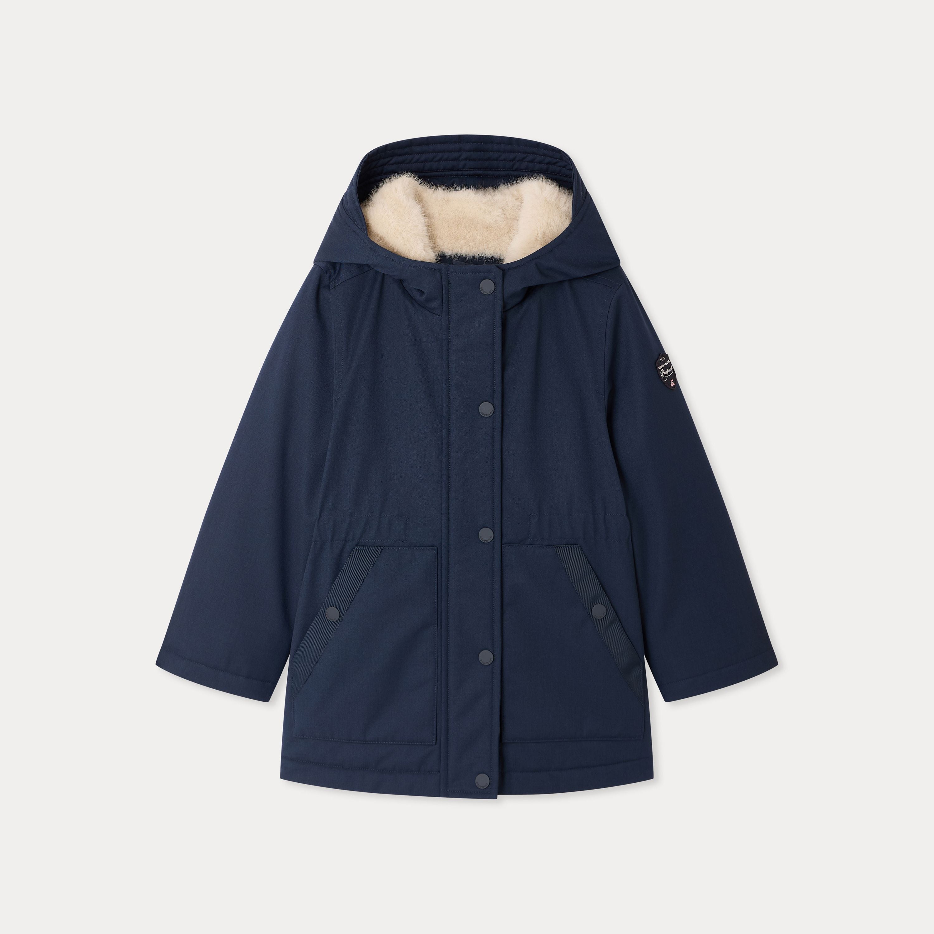 Manteau à capuche bleu marine pour fille