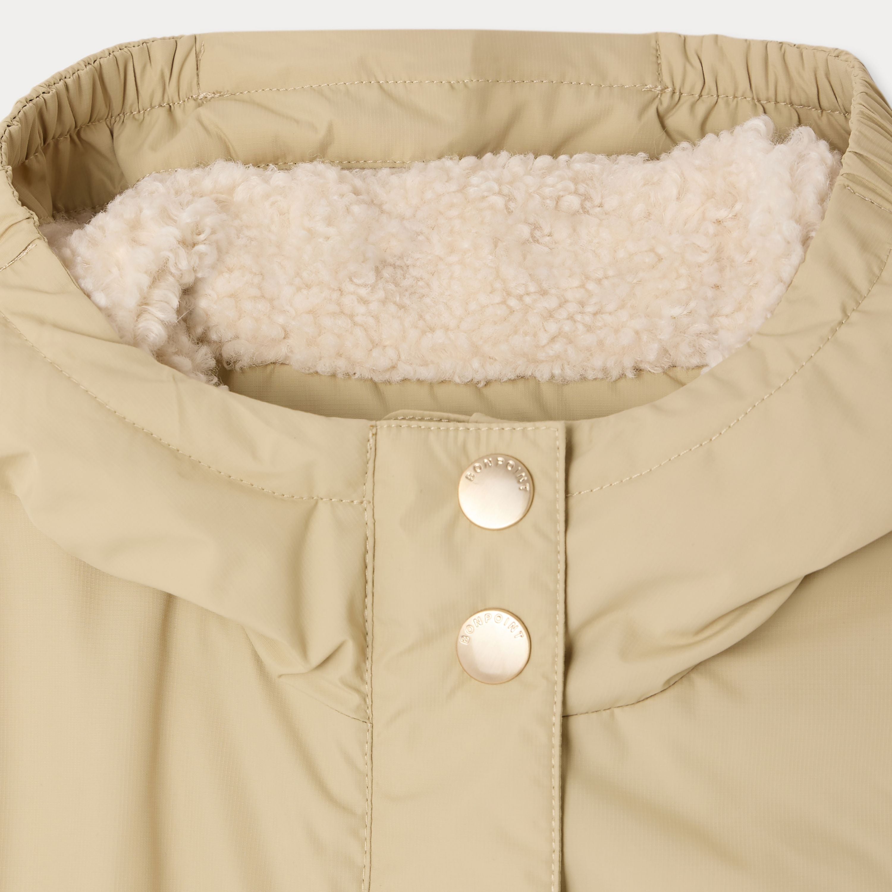 Girls Beige Hooded Coat