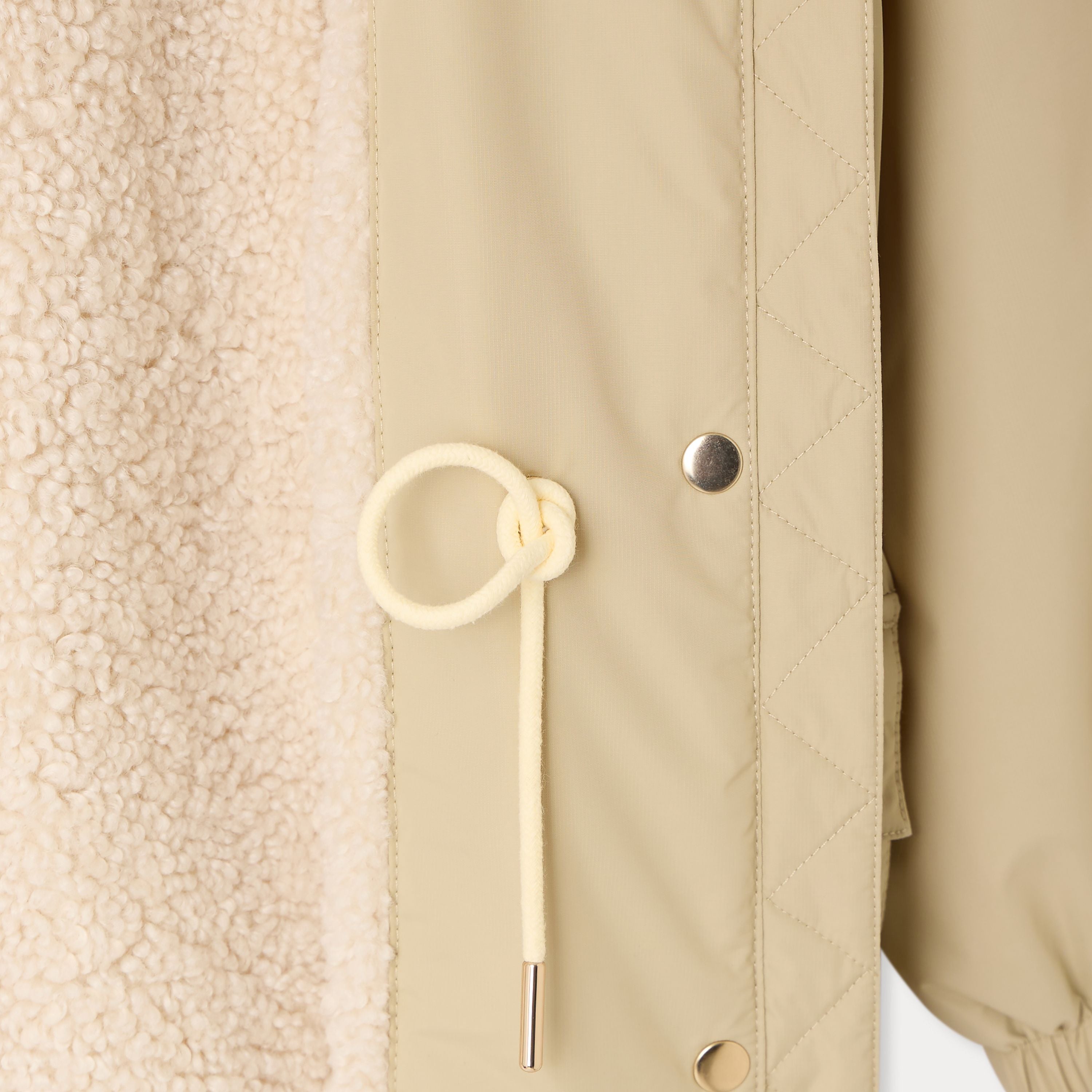 Girls Beige Hooded Coat