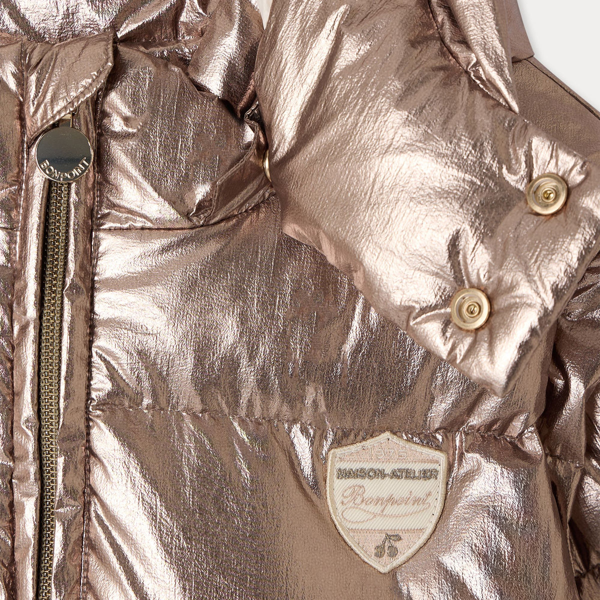 Girls Champagne Detachable Sleeves Padded Down Jacket