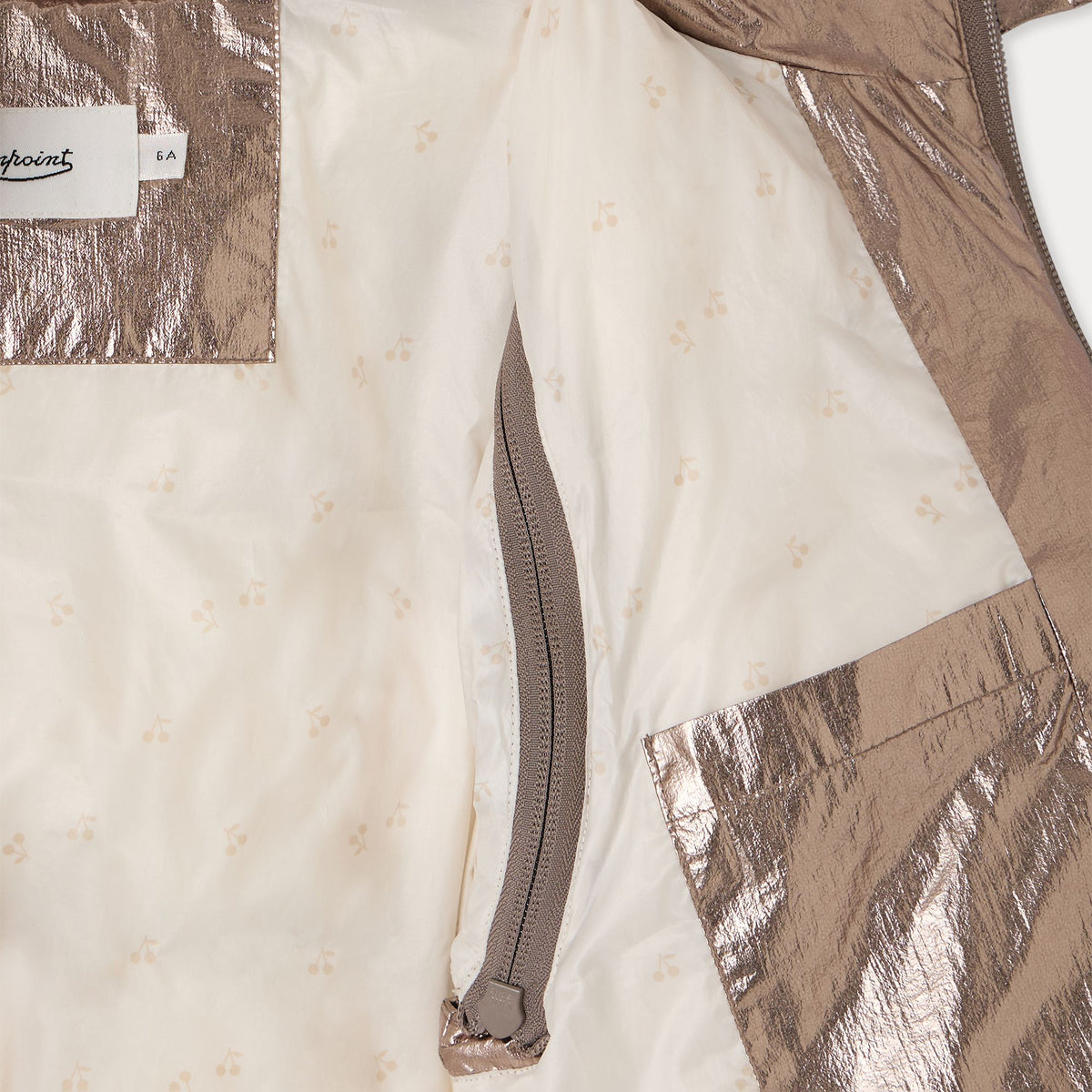Girls Champagne Detachable Sleeves Padded Down Jacket