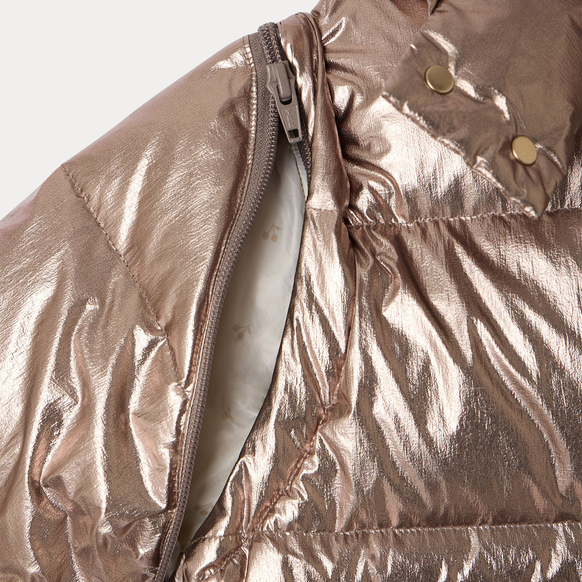 Girls Champagne Detachable Sleeves Padded Down Jacket