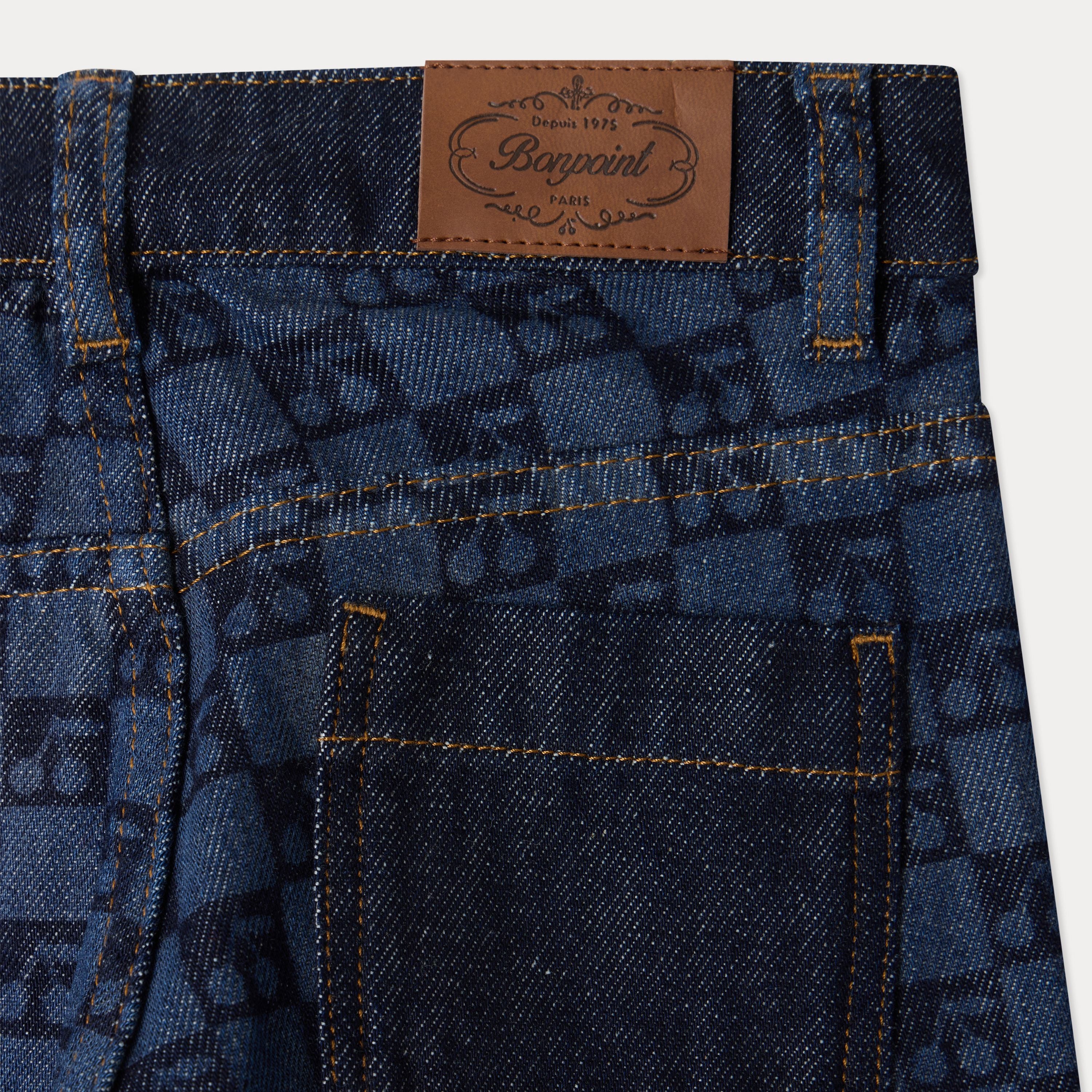 Pantalon en jean à carreaux bleu foncé pour femme