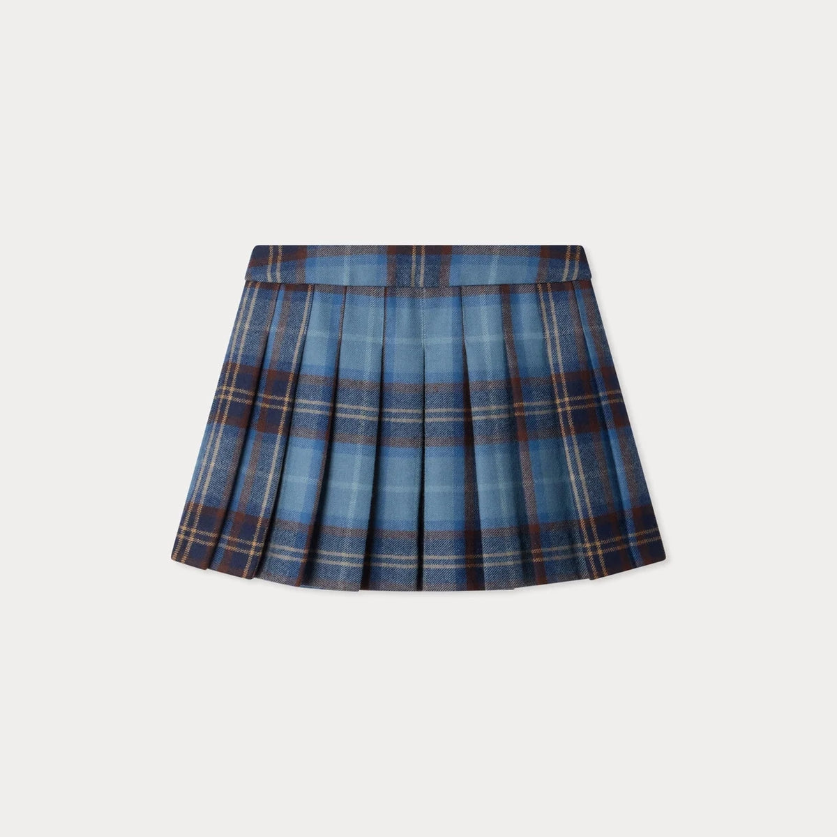 Girls Blue Check Wool Skirt