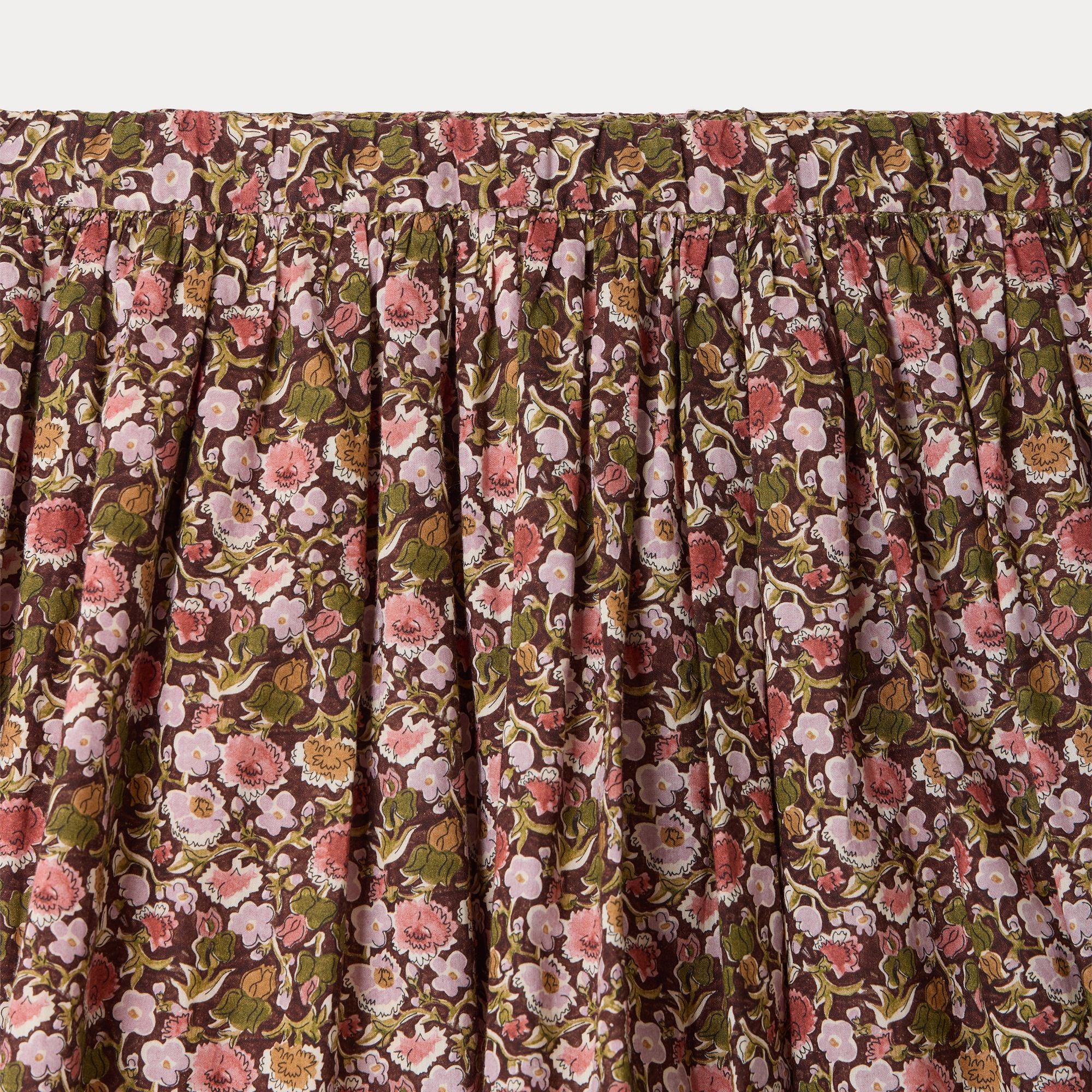 Jupe fille en coton rose à fleurs