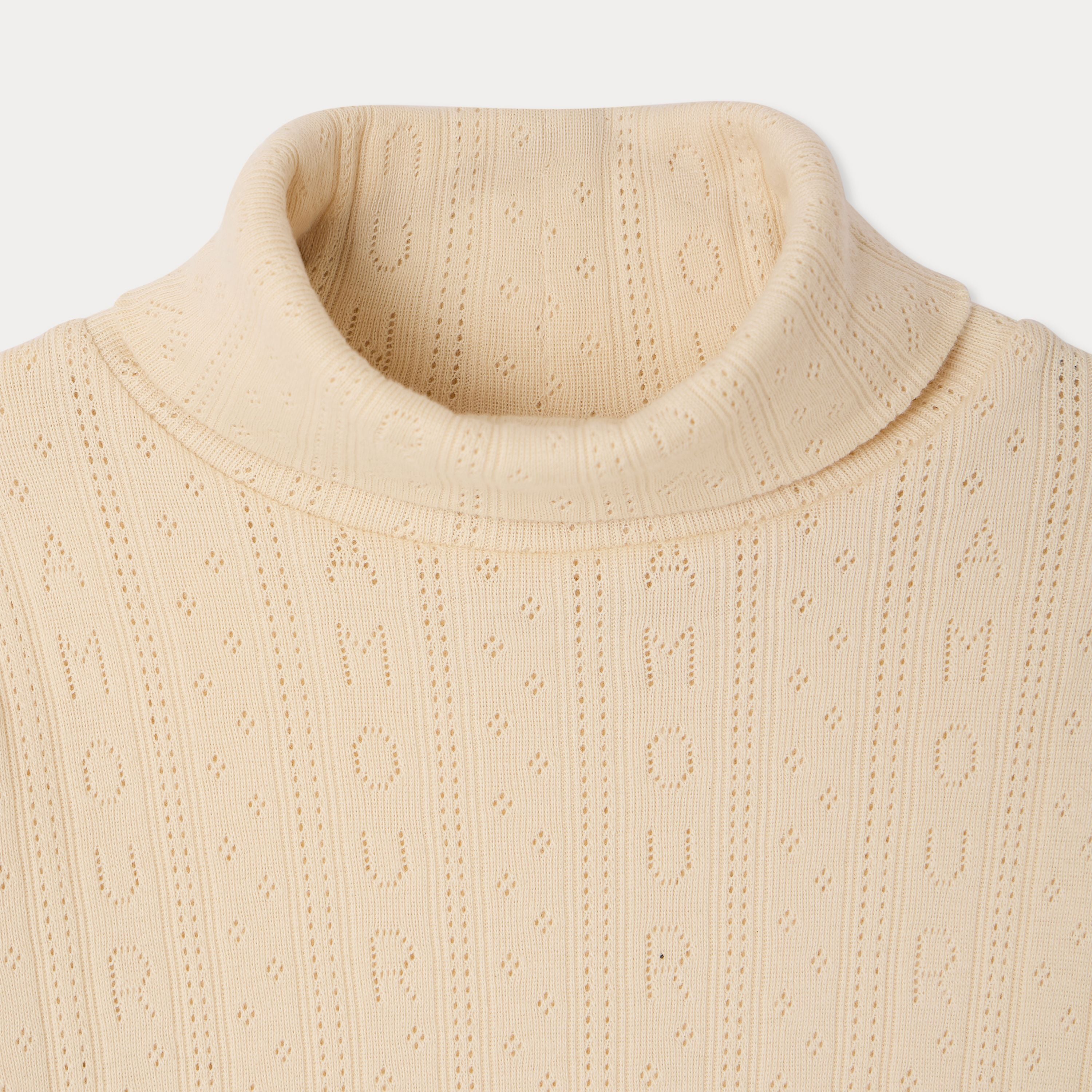 Girls White Cotton Turtleneck