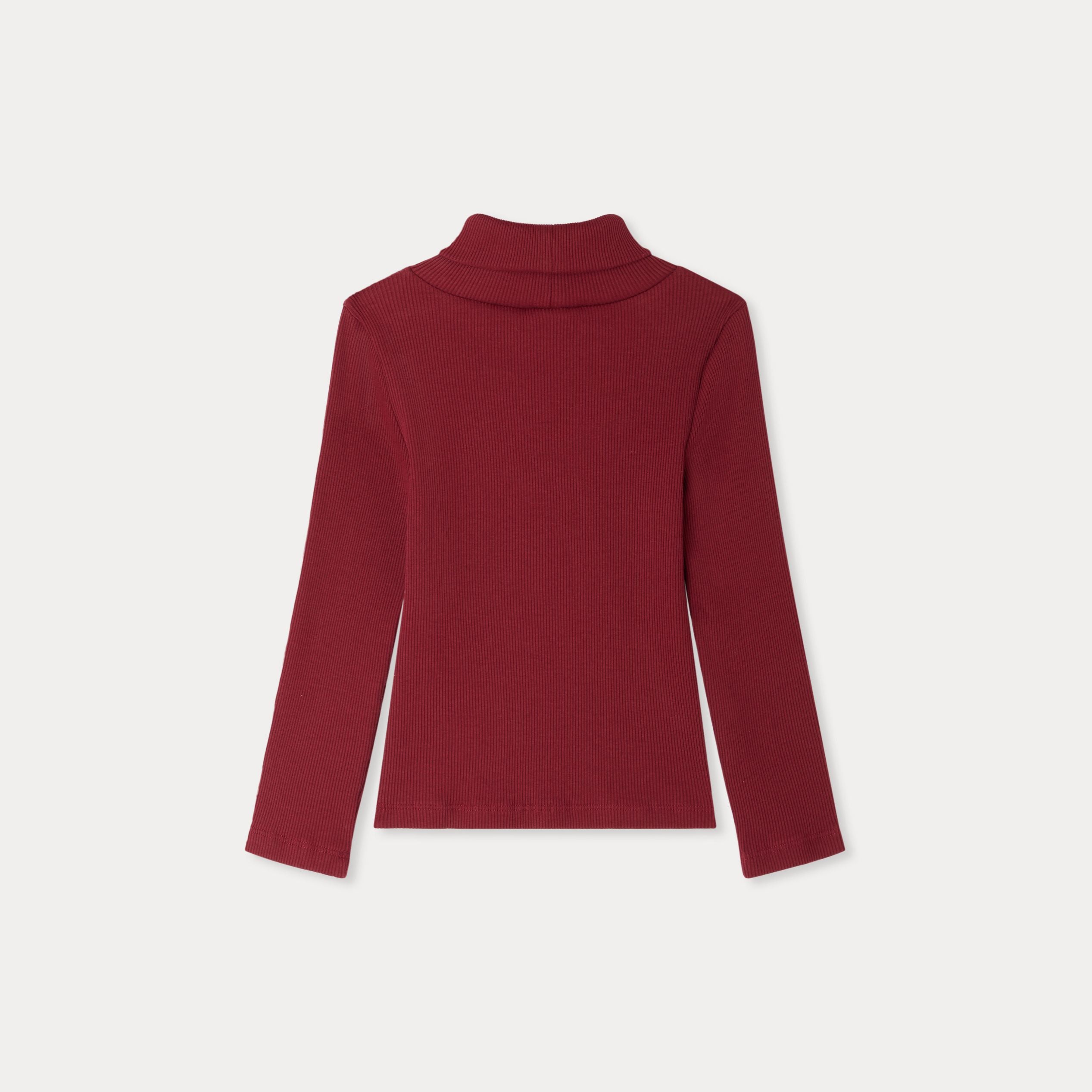 Girls Wine Red Cotton Turtleneck