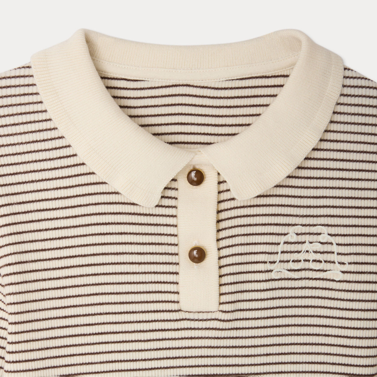 Girls Beige Stripes Cotton Polo Shirt