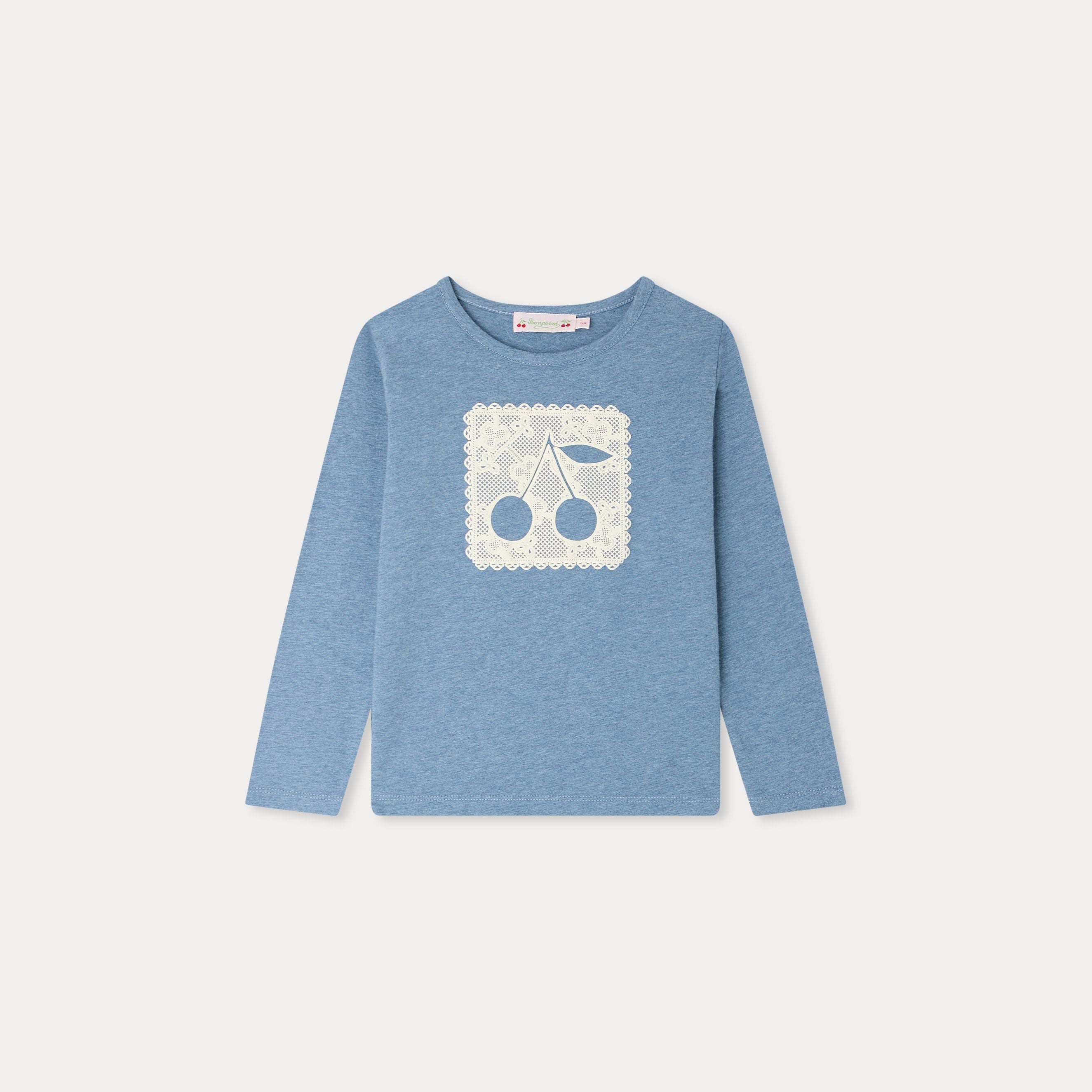 T-shirt en coton bleu avec logo pour fille