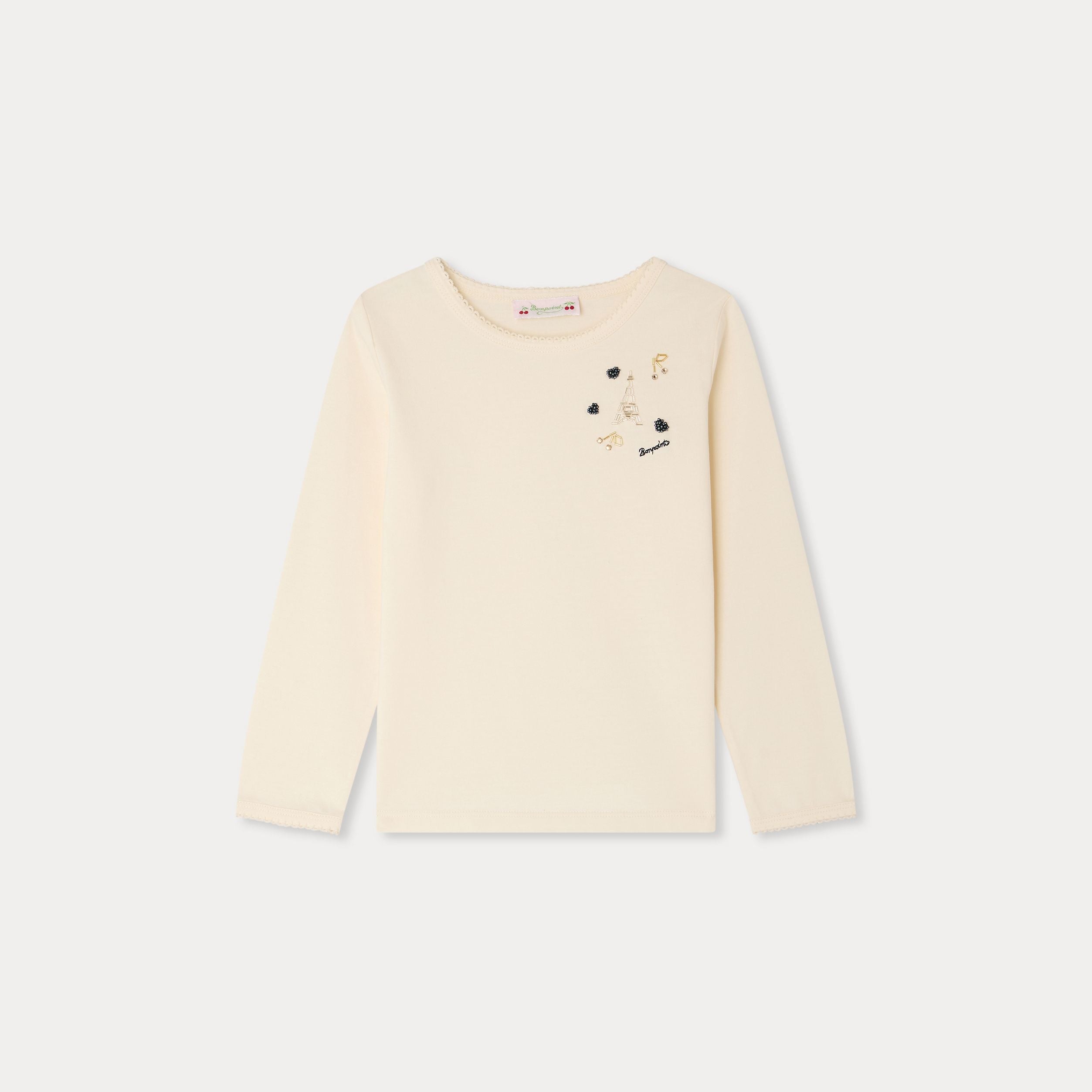 Girls White Cotton T-Shirt