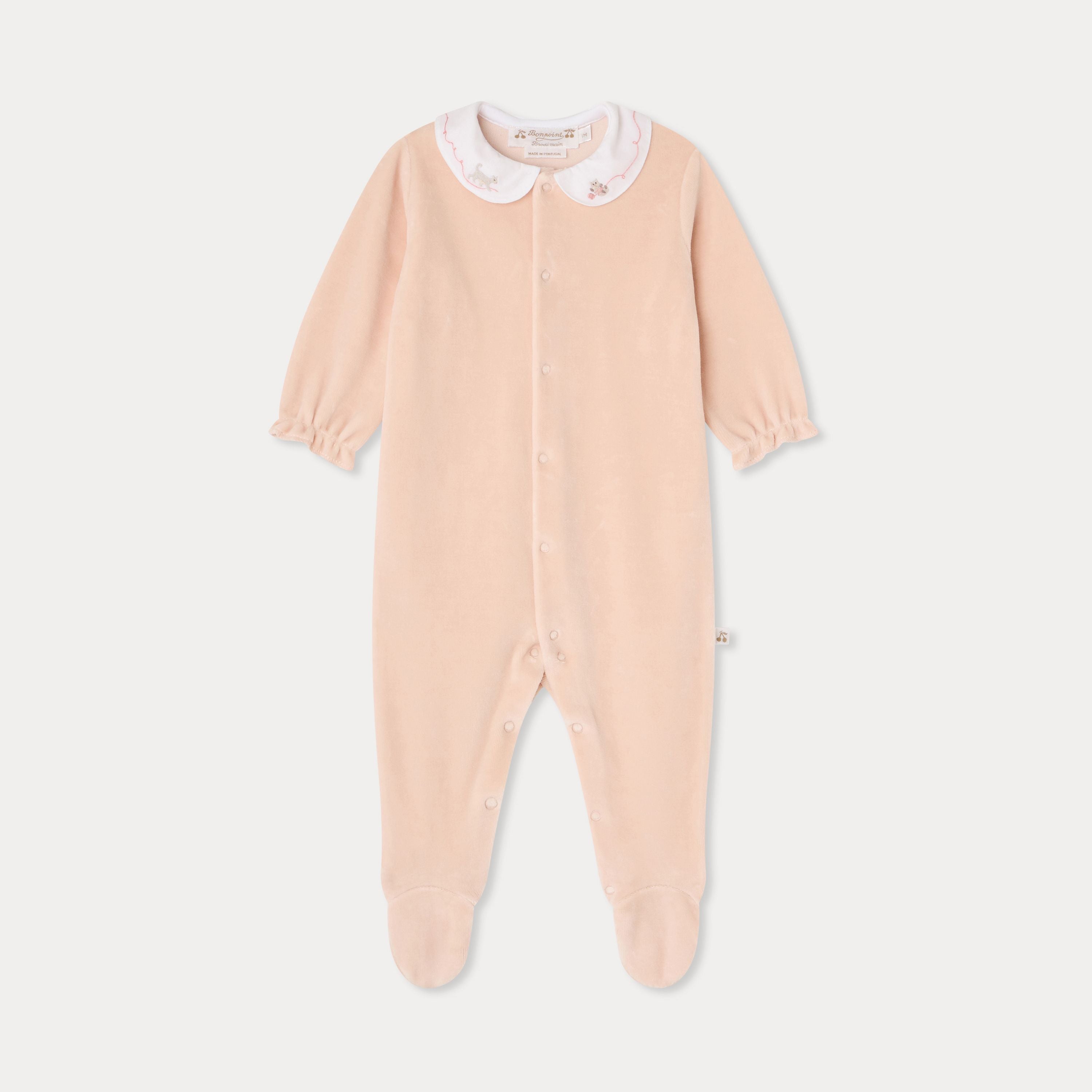 Baby Girls Rose Velvet Babysuit