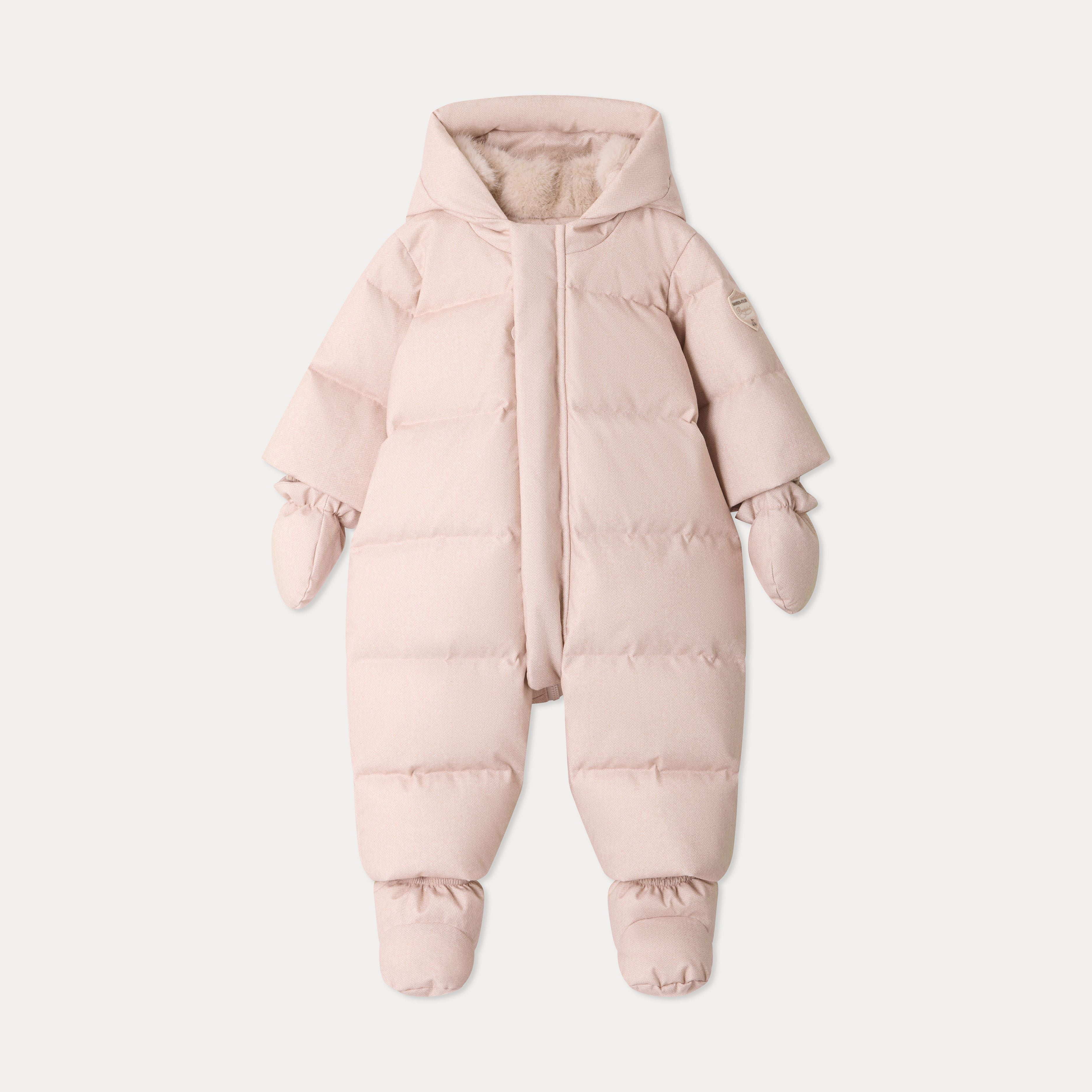 Combinaison bébé fille rembourrée beige et rose