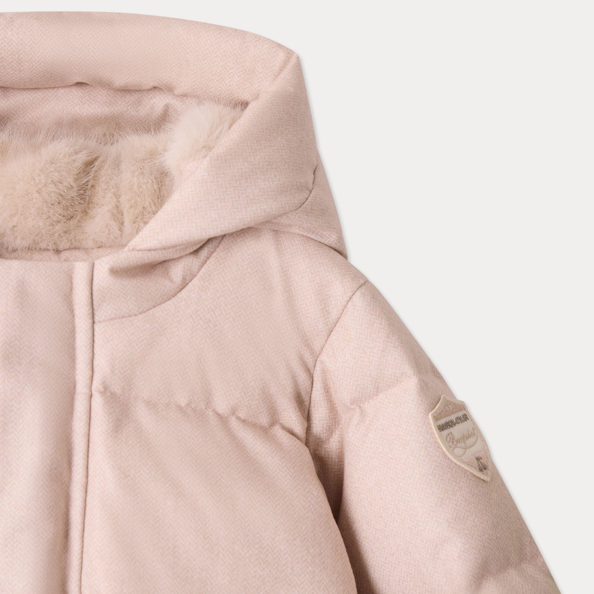 Combinaison bébé fille rembourrée beige et rose