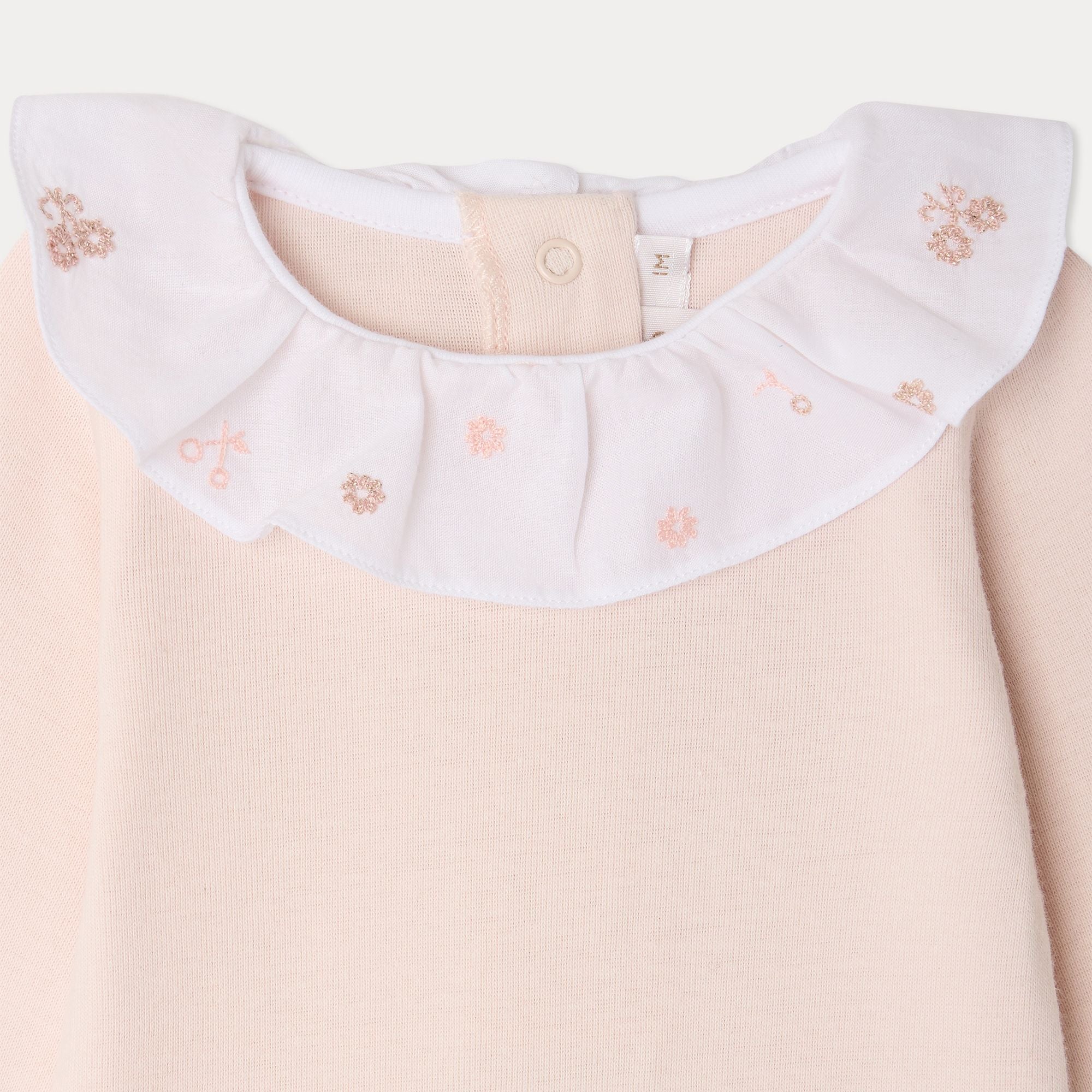 Baby Girls Light Pink Ruffled Cotton Babysuit