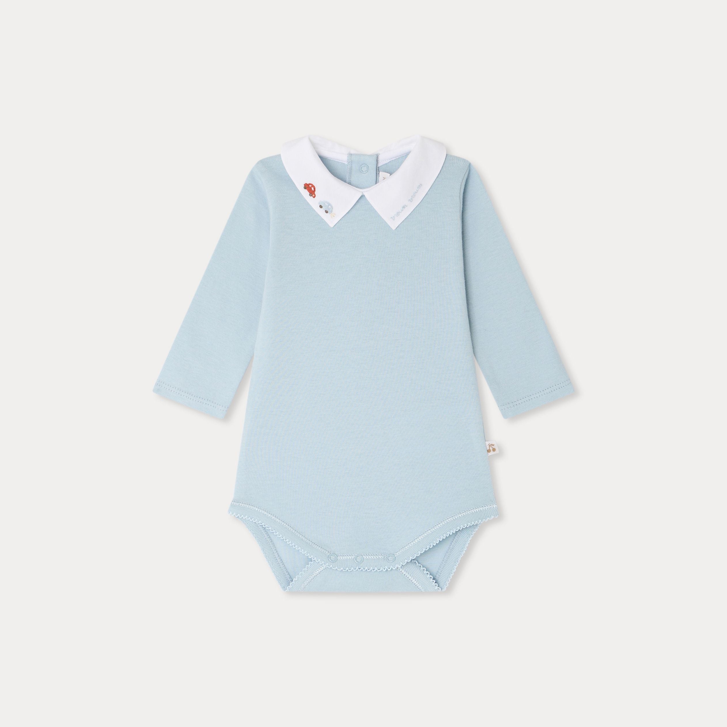 Baby Boys Light Blue Cotton Babysuit