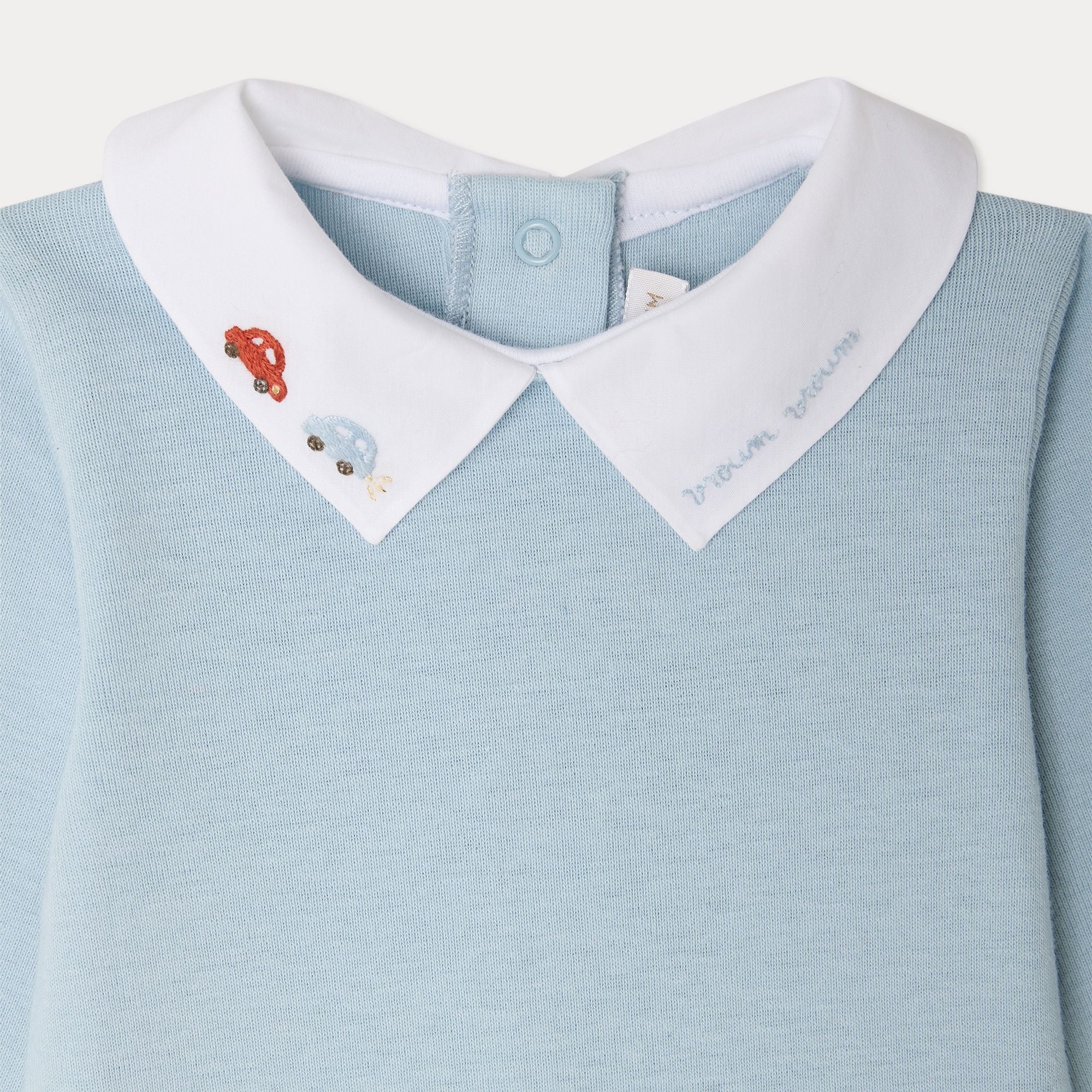 Baby Boys Light Blue Cotton Babysuit