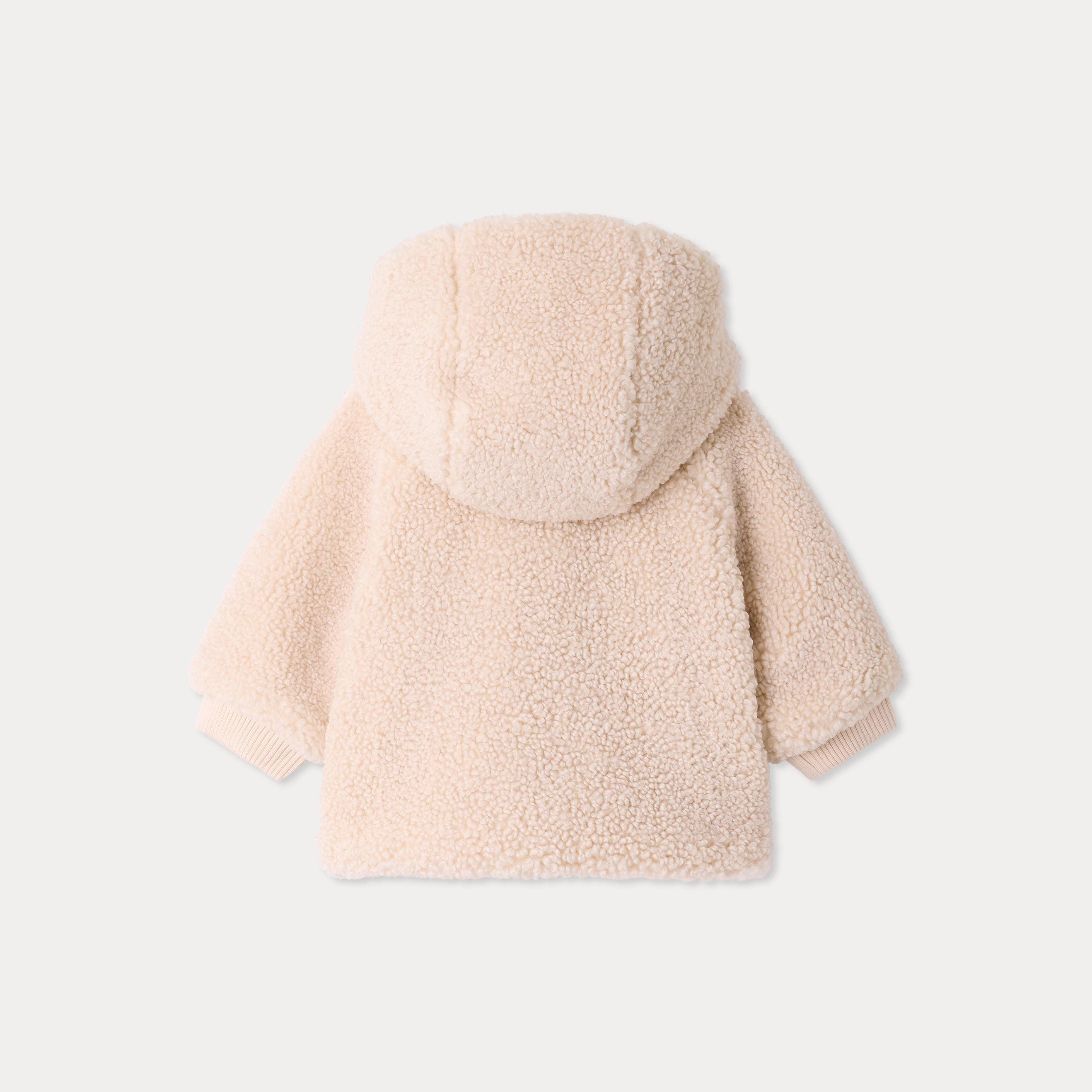 Baby Boys & Girls Beige Padded Sherpa Jacket