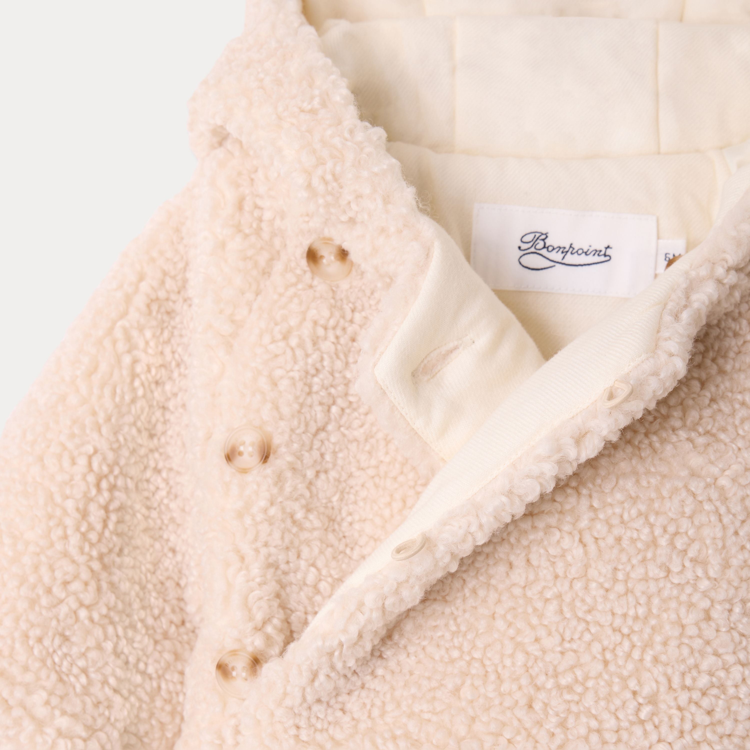 Baby Boys & Girls Beige Padded Sherpa Jacket