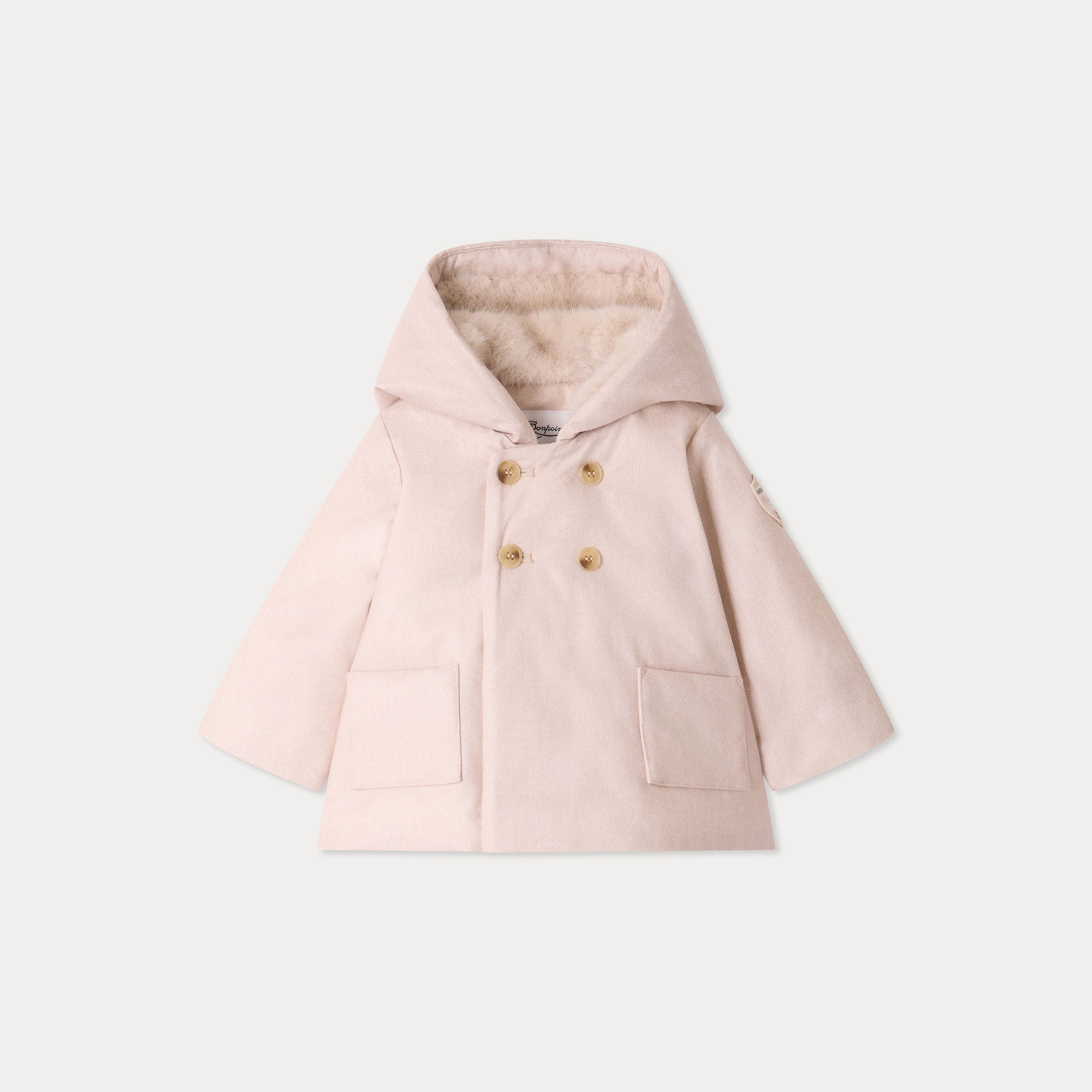 Doudoune matelassée à capuche beige pour bébé fille