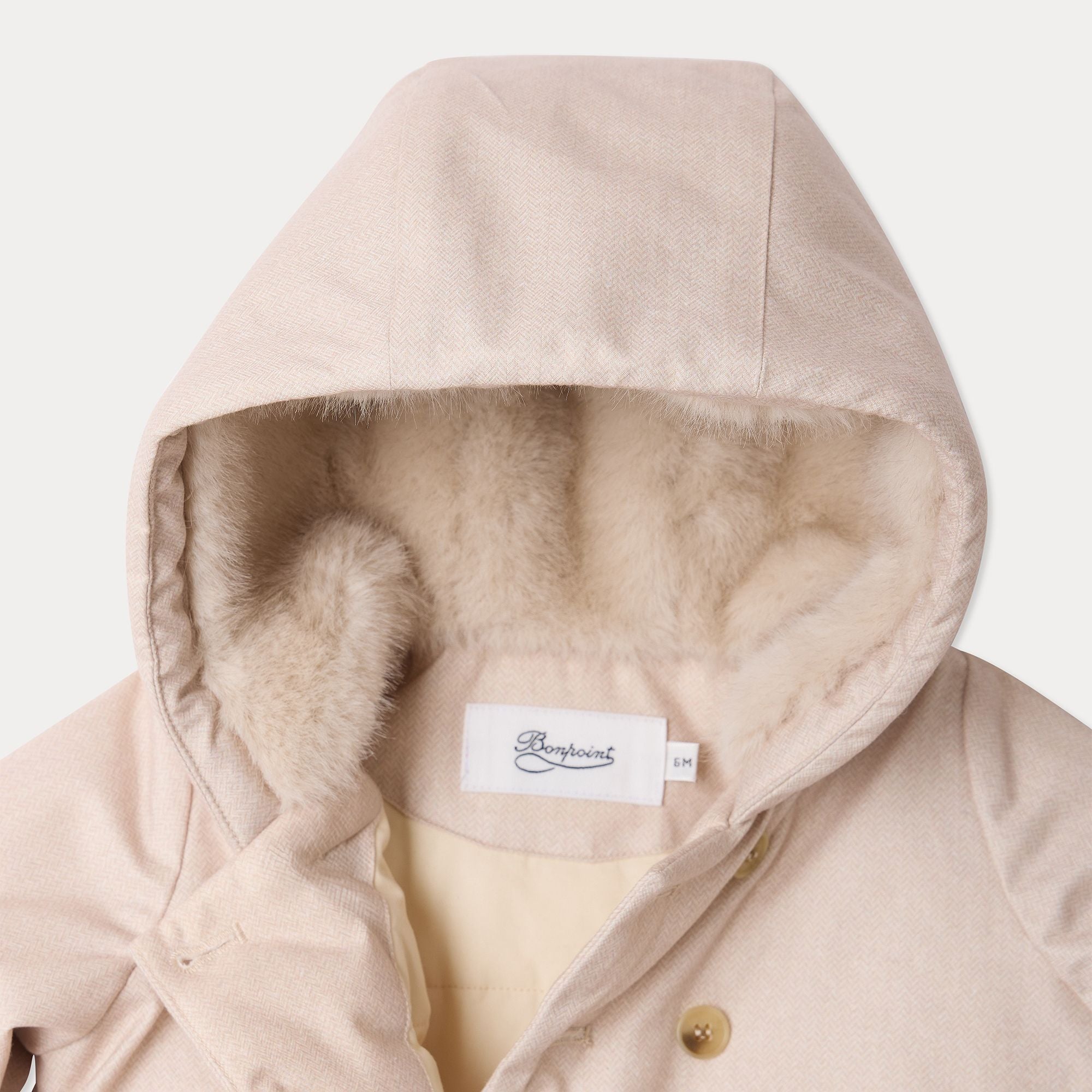 Doudoune matelassée à capuche beige pour bébé fille