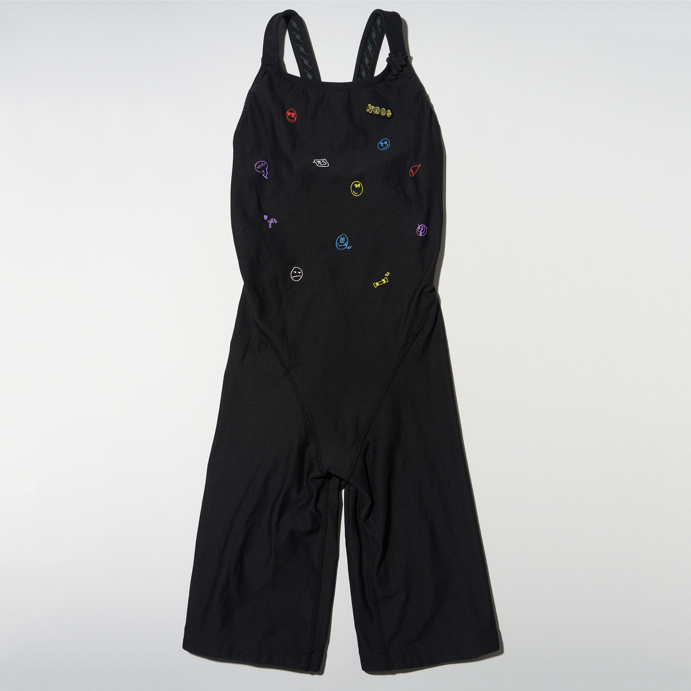 Women Black Cropped Professional Swimsuit