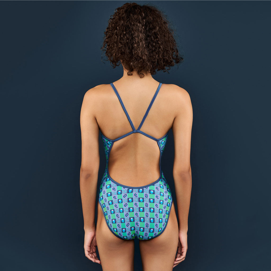 Women Blue Reversible Professional Swimsuit