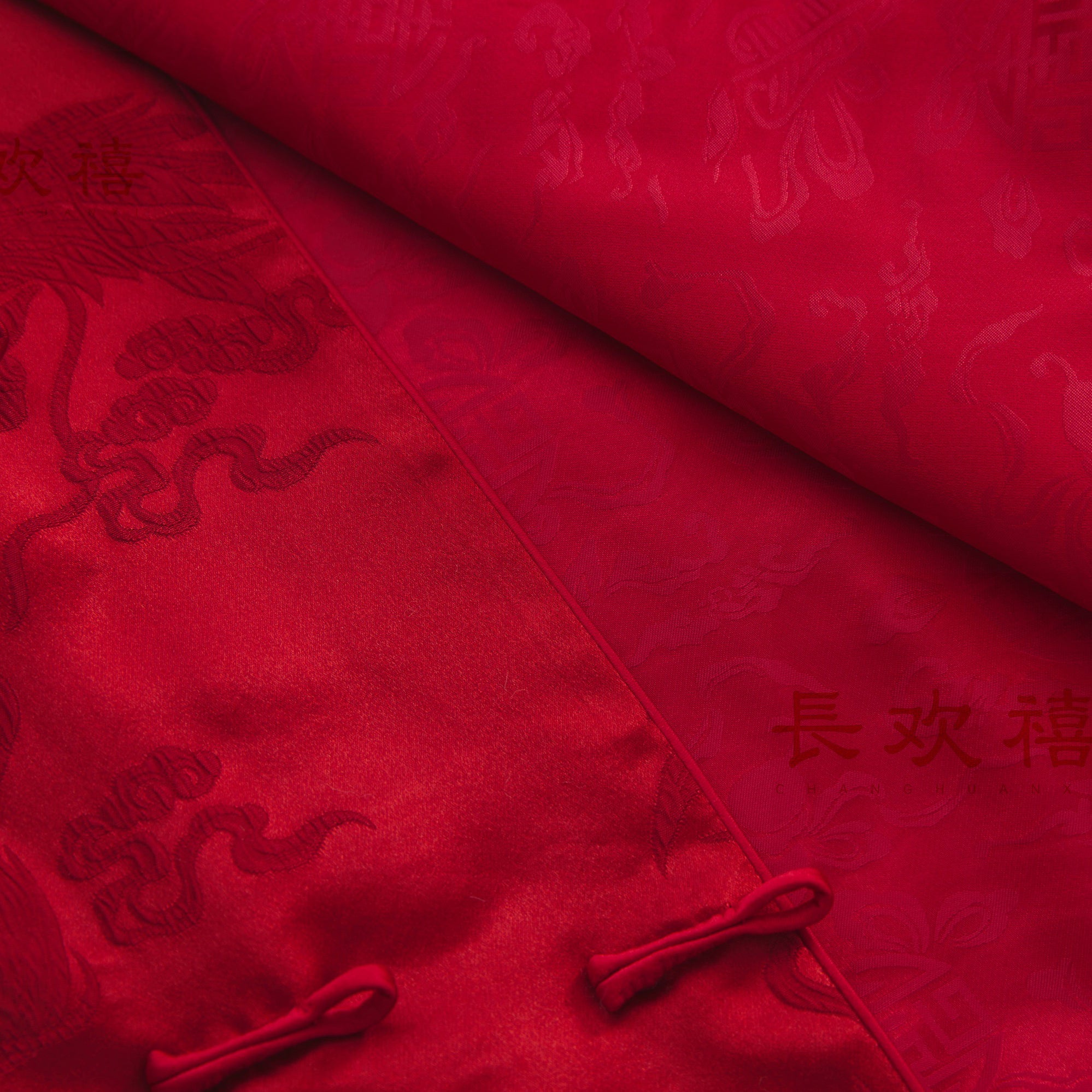 儿童深红色"自在"中式提花棉马甲